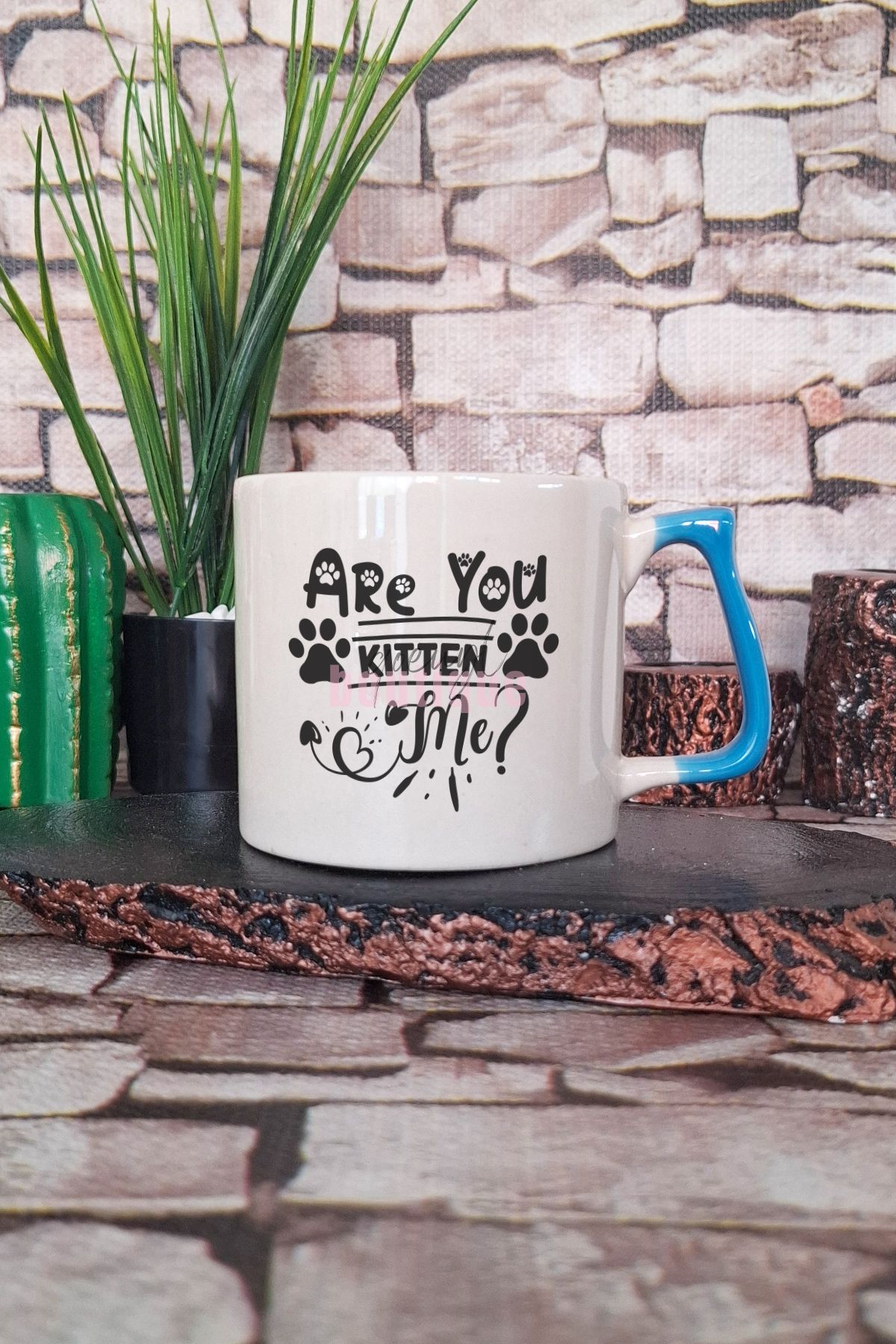 qoeuyl boutique Are You Kitten Me Yazılı Komik Kedi Şakası Kedisever Hediyelik Kulplu Kupa Bardak