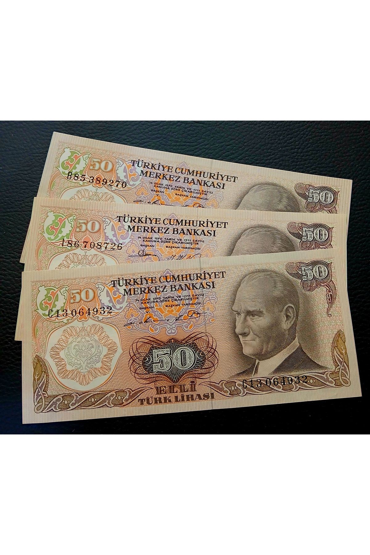 DÜZGÜN TİCARET 6. EMİSYON KAĞIT PARA 50 LİRA ÇİL 3 ADET