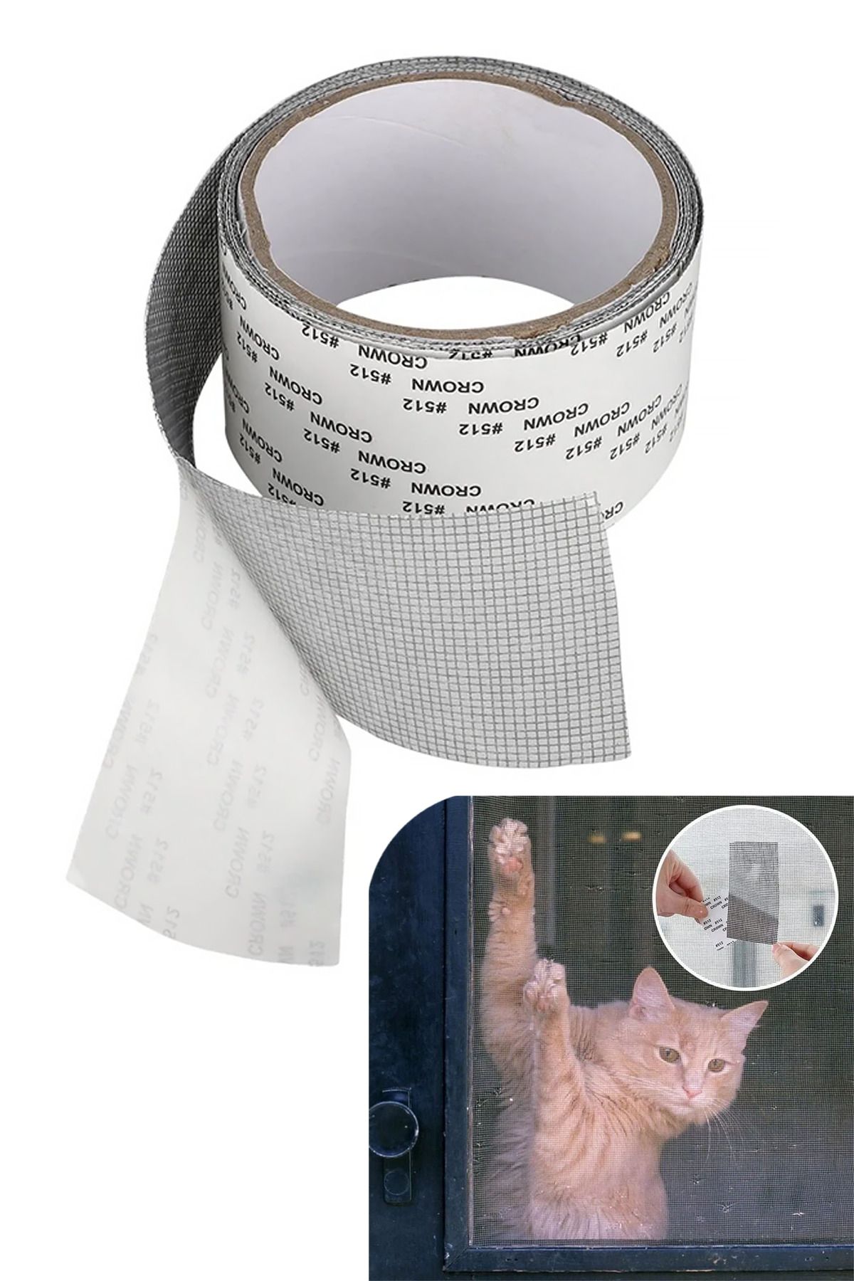 NOYİSKA Sineklik Yırtık Deliklerini Onarmak İçin 5cm x 2m Kendinden Yapışkanlı Tamir Bandı Yama Onarım Bandı
