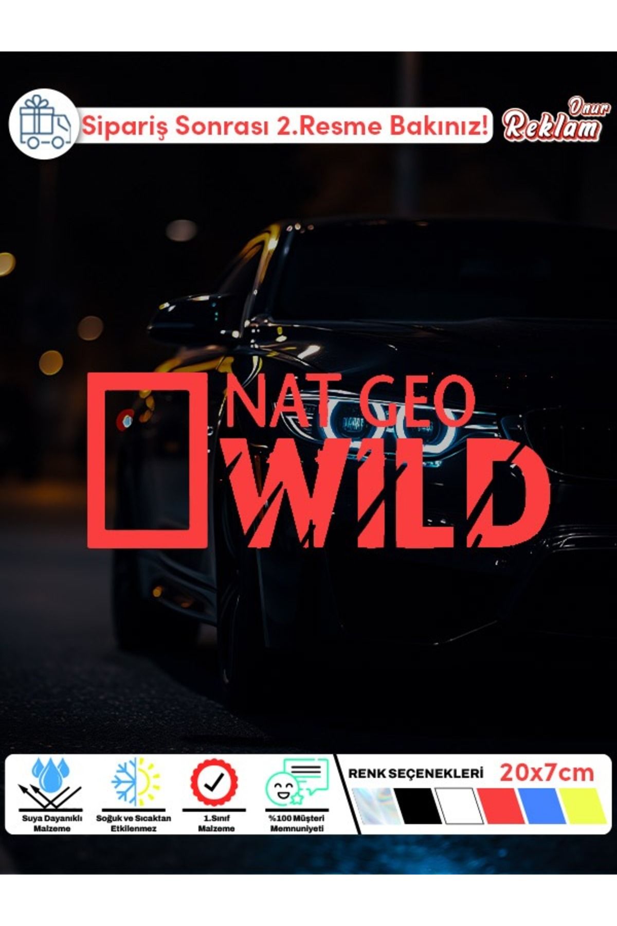 Onur Reklam Nat Geo Wild Araba Stickerı – 20x7 cm Suya Dayanıklı Çıkartma