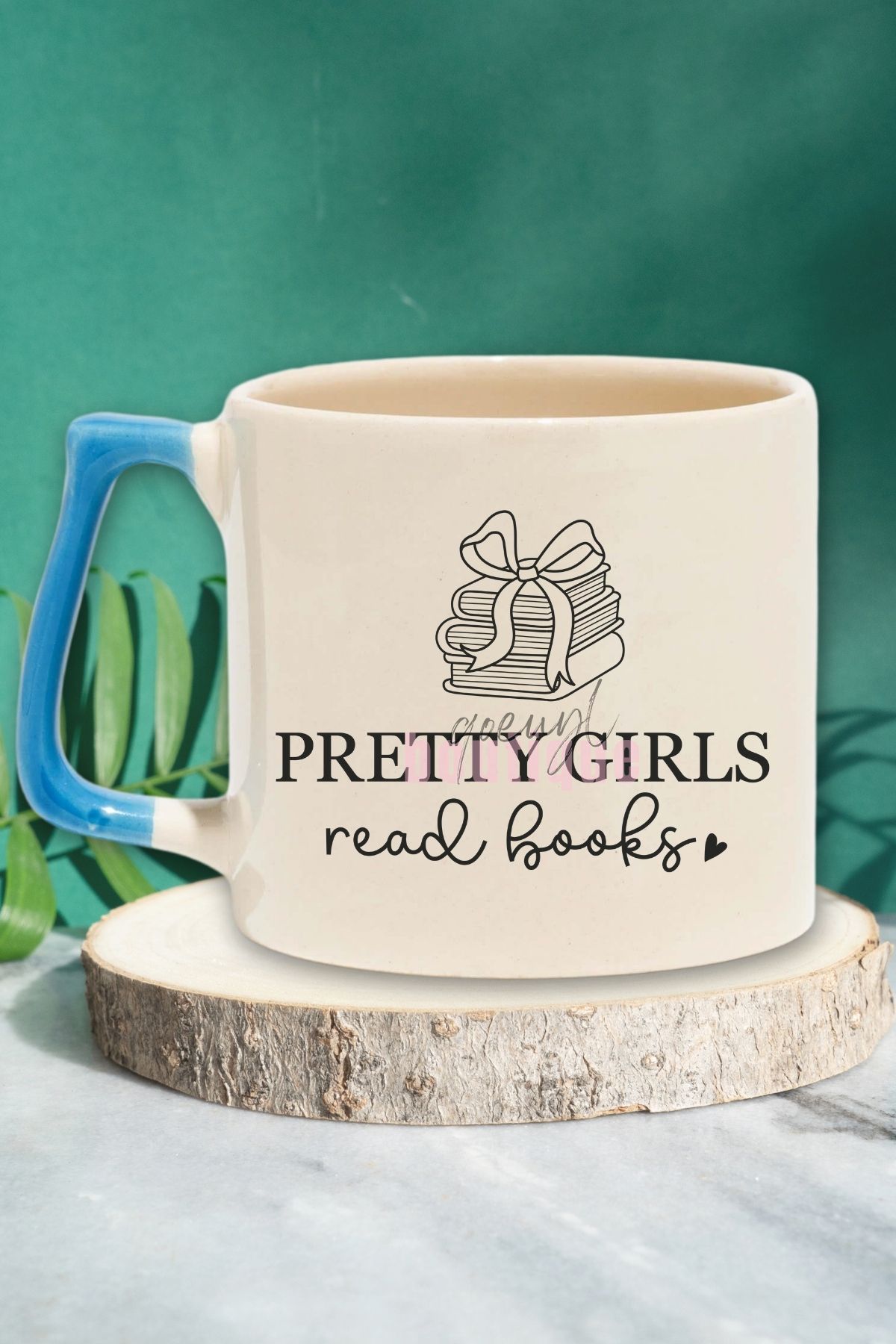 qoeuyl boutique Pretty Girls Read Books Yazılı Kitap Okuyan Kızlar Hediyelik Kulplu Kupa Bardak