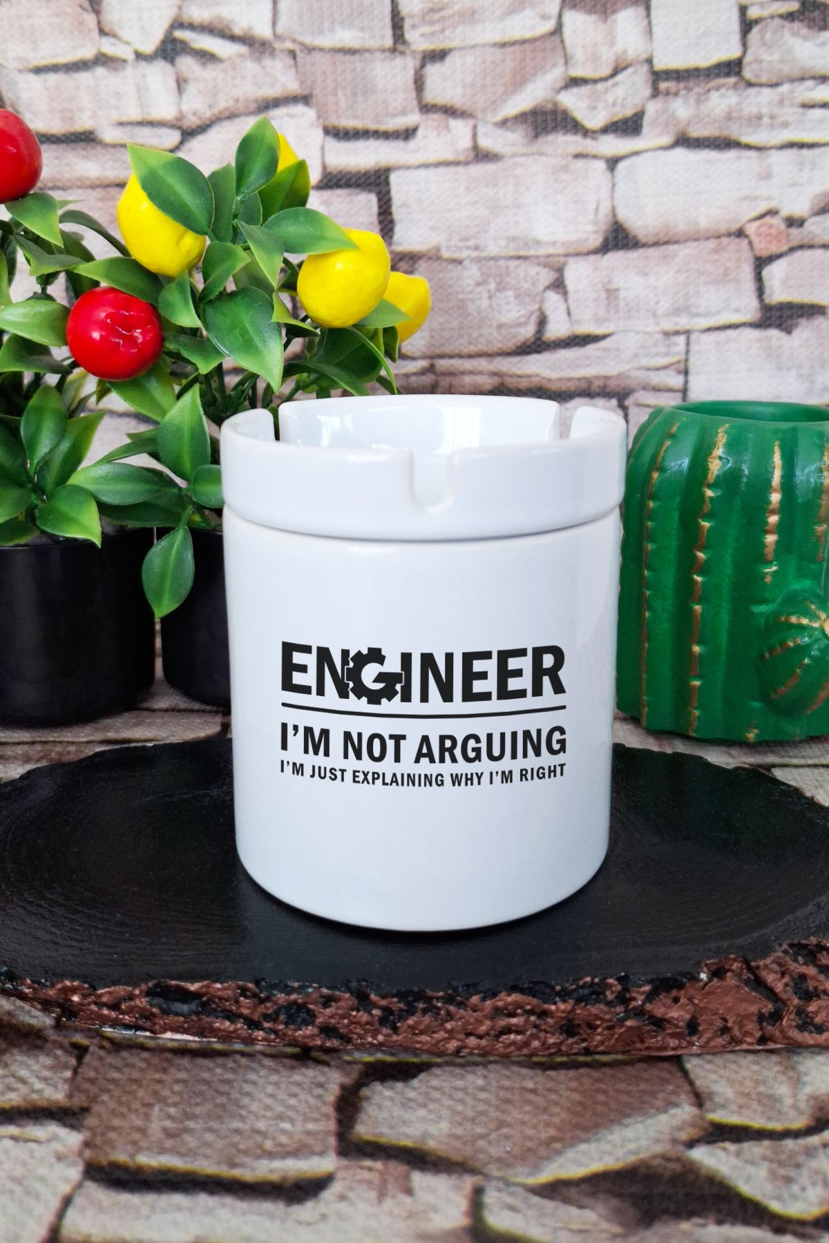 qoeuyl boutique I'm Not Arguing Engineer Mühendis Komik Hediye Baskılı Seramik Kapaklı Kokusuz Küllük
