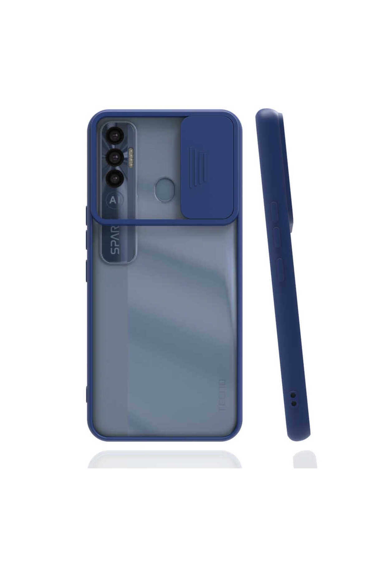 halkhouse Tecno Spark 7 Pro Kılıf Kamera Korumalı Sürgülü Renkli Sert Esnek Silikon Lensi Kapak