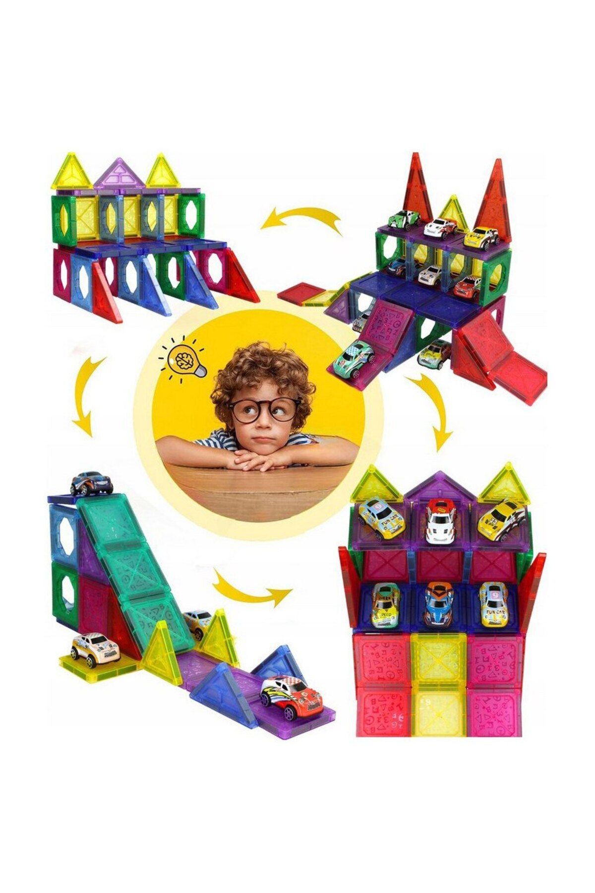 Magnetic-Set Educativ si Creativ Magnetic 68 elemente SOLTOY® Magnet Blocks, format din 48 piese si 20 masini 6