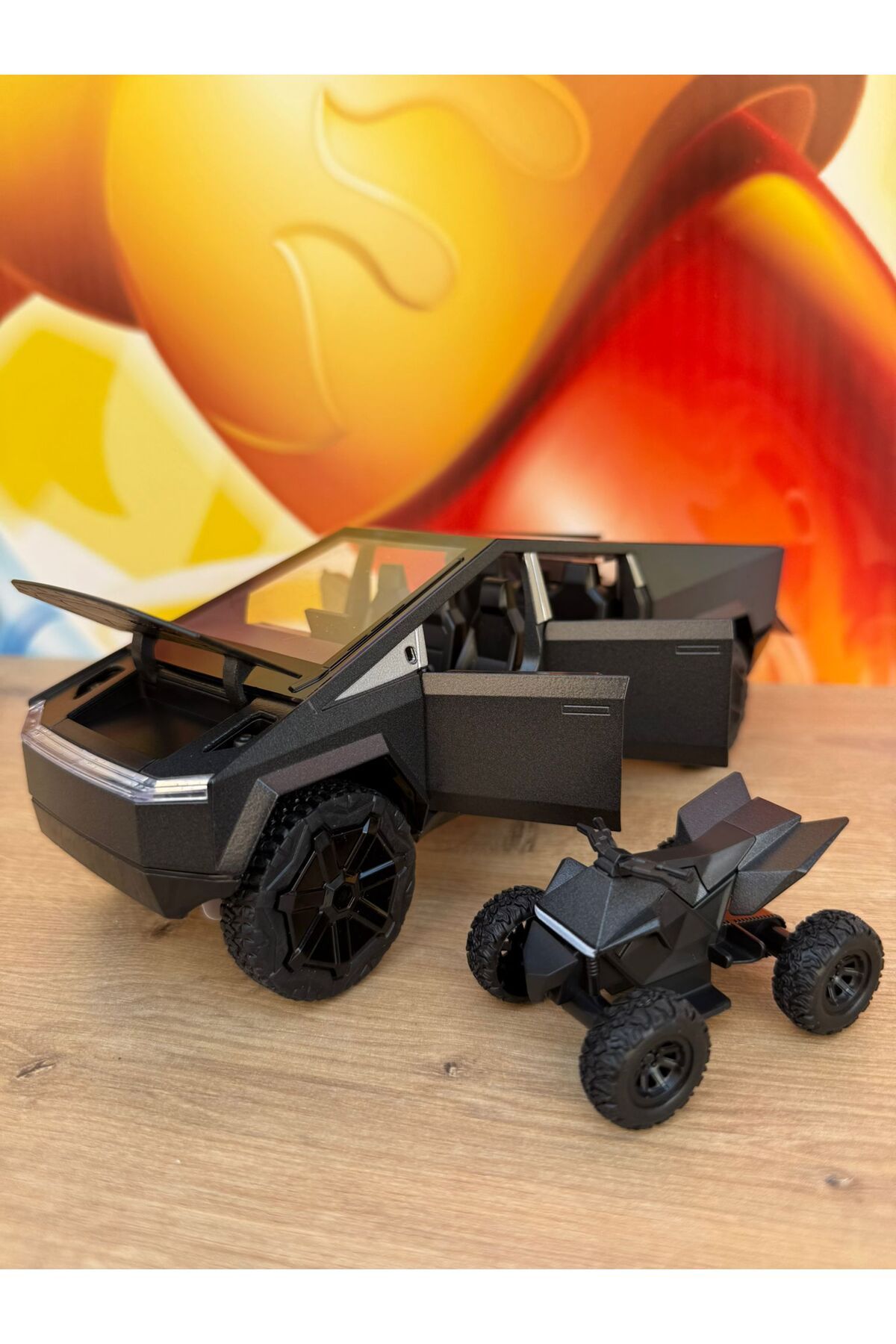 scntoys Tesla Cybertruck Diecast 1:24 Büyük Boy Pickup Tesla Model Motorlu Diecast Araba
