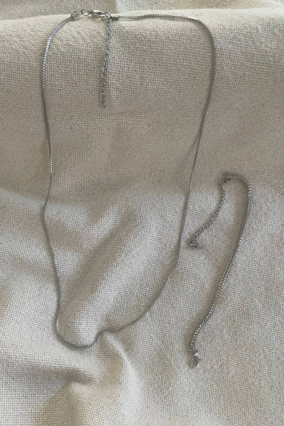 S PAZARIM Unisex Tilki Kuyruğu Künye ile Gümüş Kolye Seti