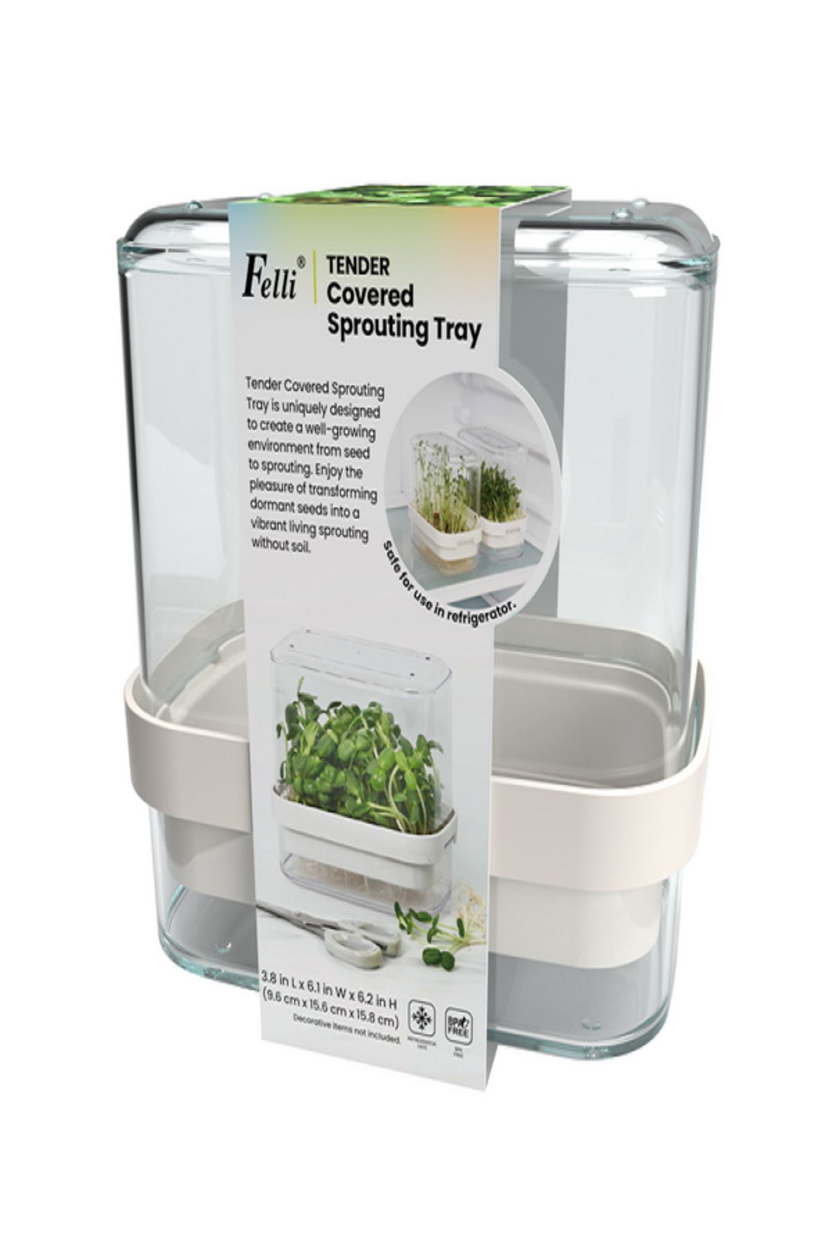 Felli-BPA-Free Refrigerator Safe Tender Covered Sprouting Tray 1