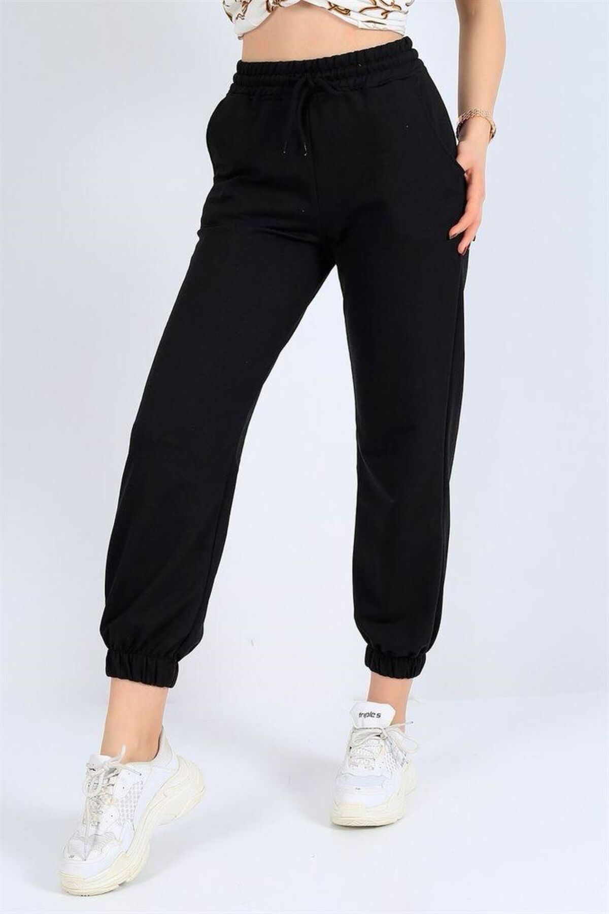 özcstore siyah GÜNLÜK ALT LASTİK PAÇA RAHAT GİYİM MEVSİMLİK EŞOFMAN ALTI UNİSEX ERKEK