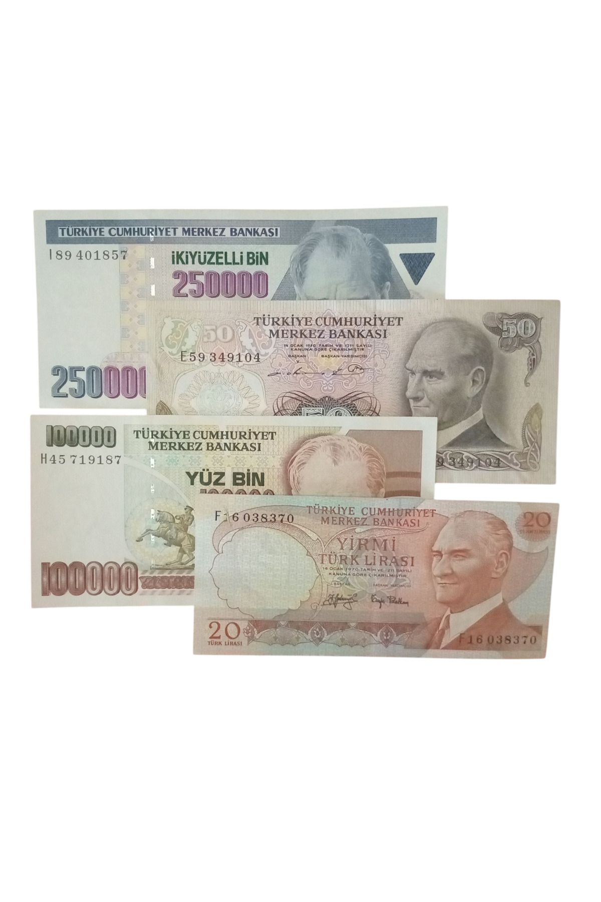 Yediotuz 6. 7. Emisyon 4 Adet Koleksiyon Kağıt Para Koleksiyon Başlangıç Setleri Antika Darpane Hobi Hediye