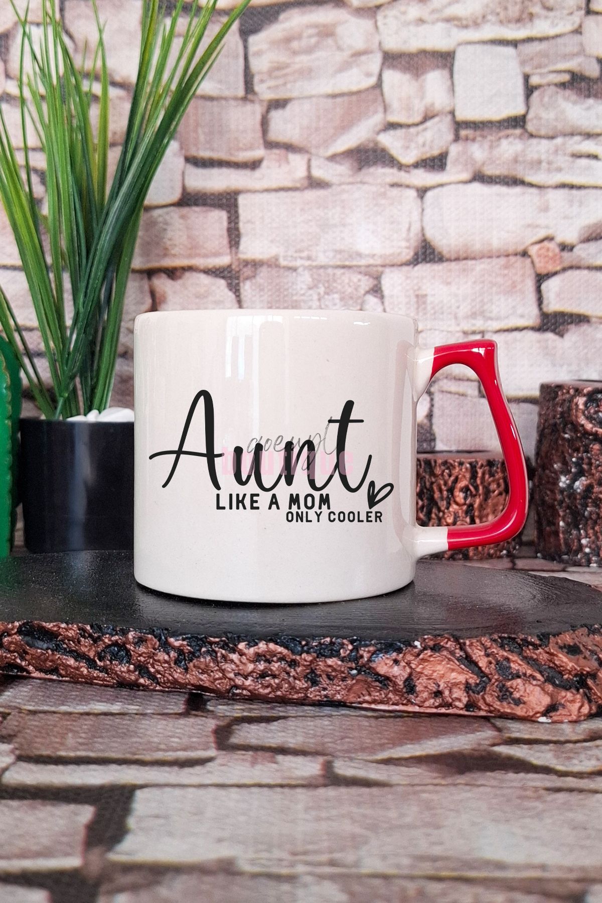 qoeuyl boutique Aunt Şık Baskılı Modern Tarz Hala Teyze Hediyelik Kulplu Kupa Bardak