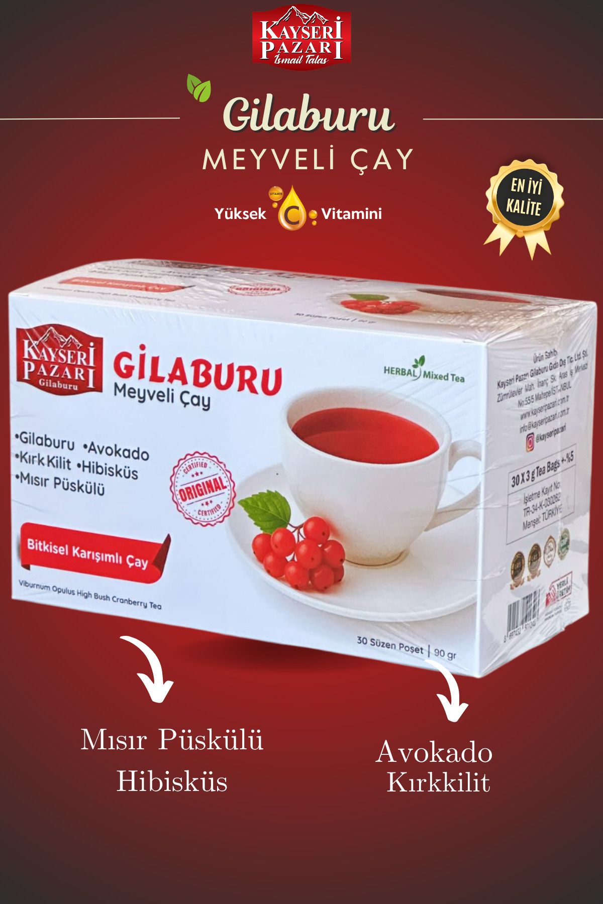 kayseri pazarı gilaburu Gilaburu Meyveli Çay Avokado KırkKilit Mısır Püskülü Hibisküs