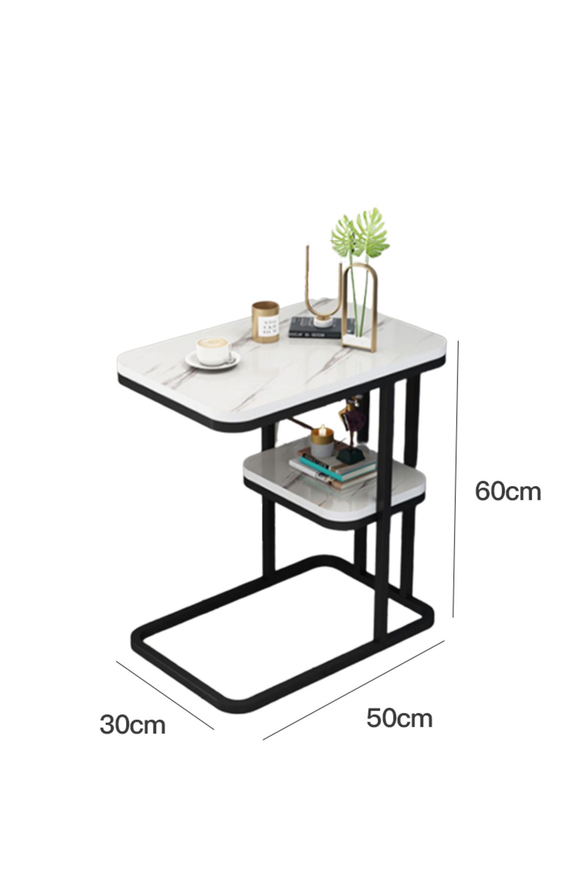 sharpdo-2 Tier Square End Table Sofa Side Table Living Room Small Coffee Table 50*30*60cm 5