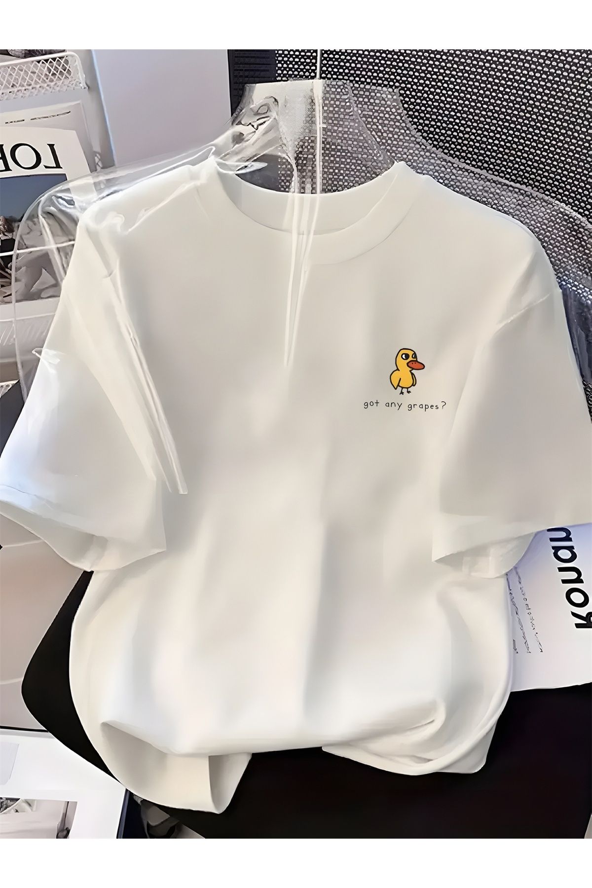 Jakinta Outdoors Baskılı Oversize Bisiklet Yaka Tişört Pamuk Penye 2 İplik Unisex & Günlük Rahat