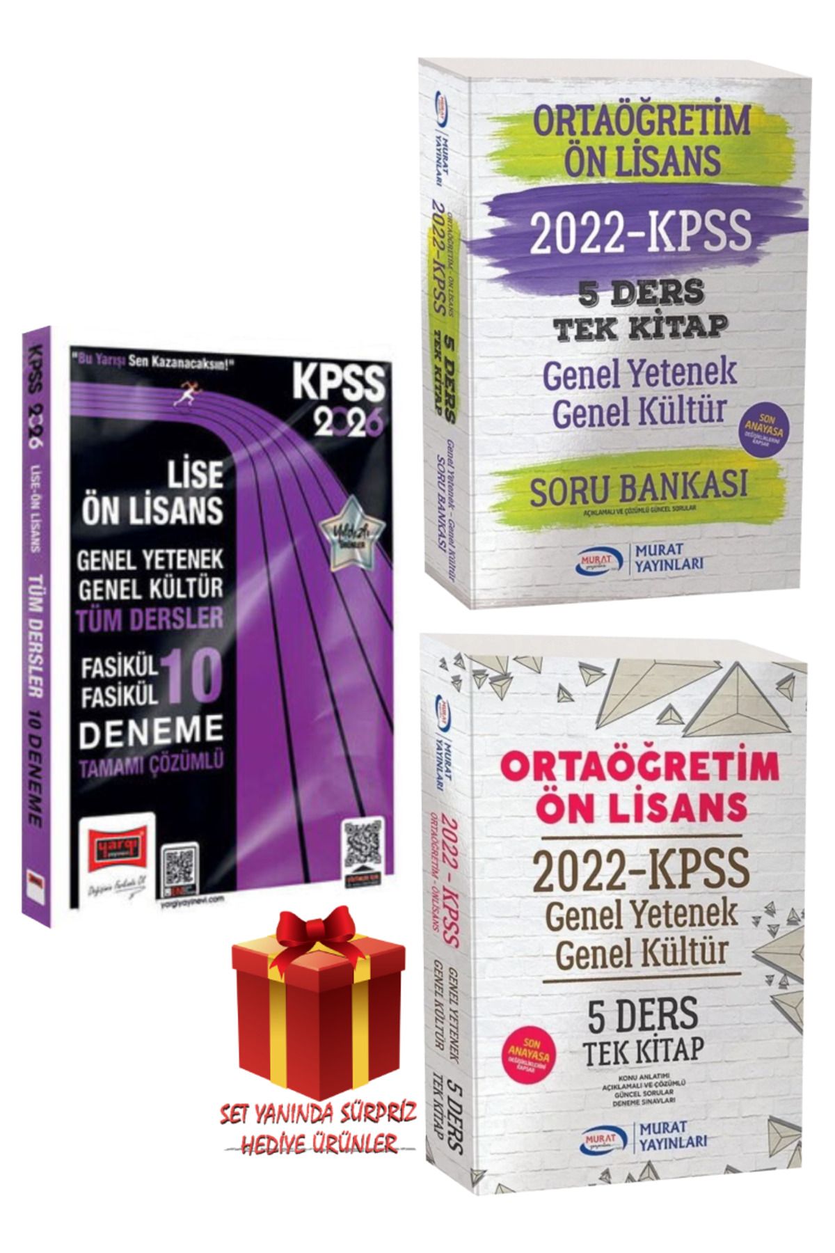 Yargı Yayınları 2026 KPSS Lise-Ön Lisans GY-GK Tüm Dersler Deneme+Tek Kitap Soru Bankası+Konu Anlatımlı+Hediye