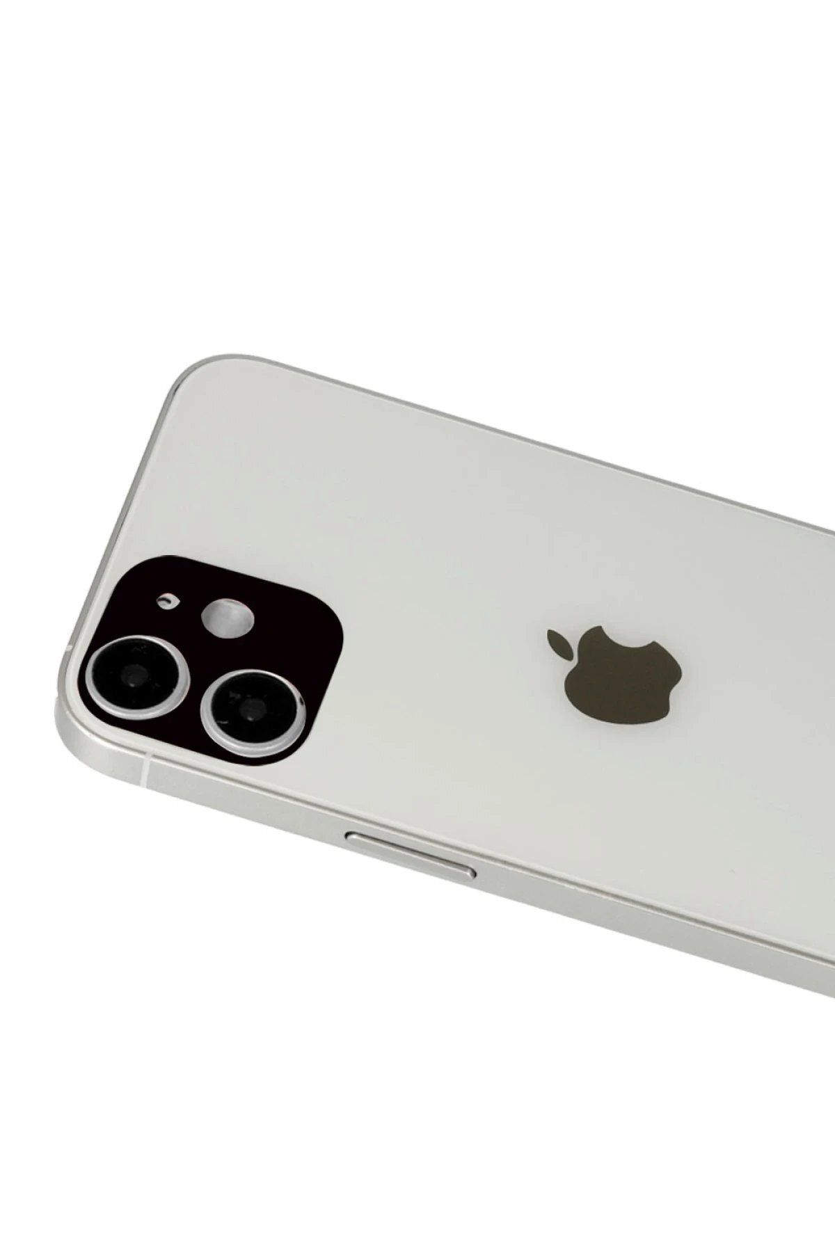 Toptan Bulurum iPhone 12 Uyumlu Rainbow Kamera Lens Koruma Cam - Siyah