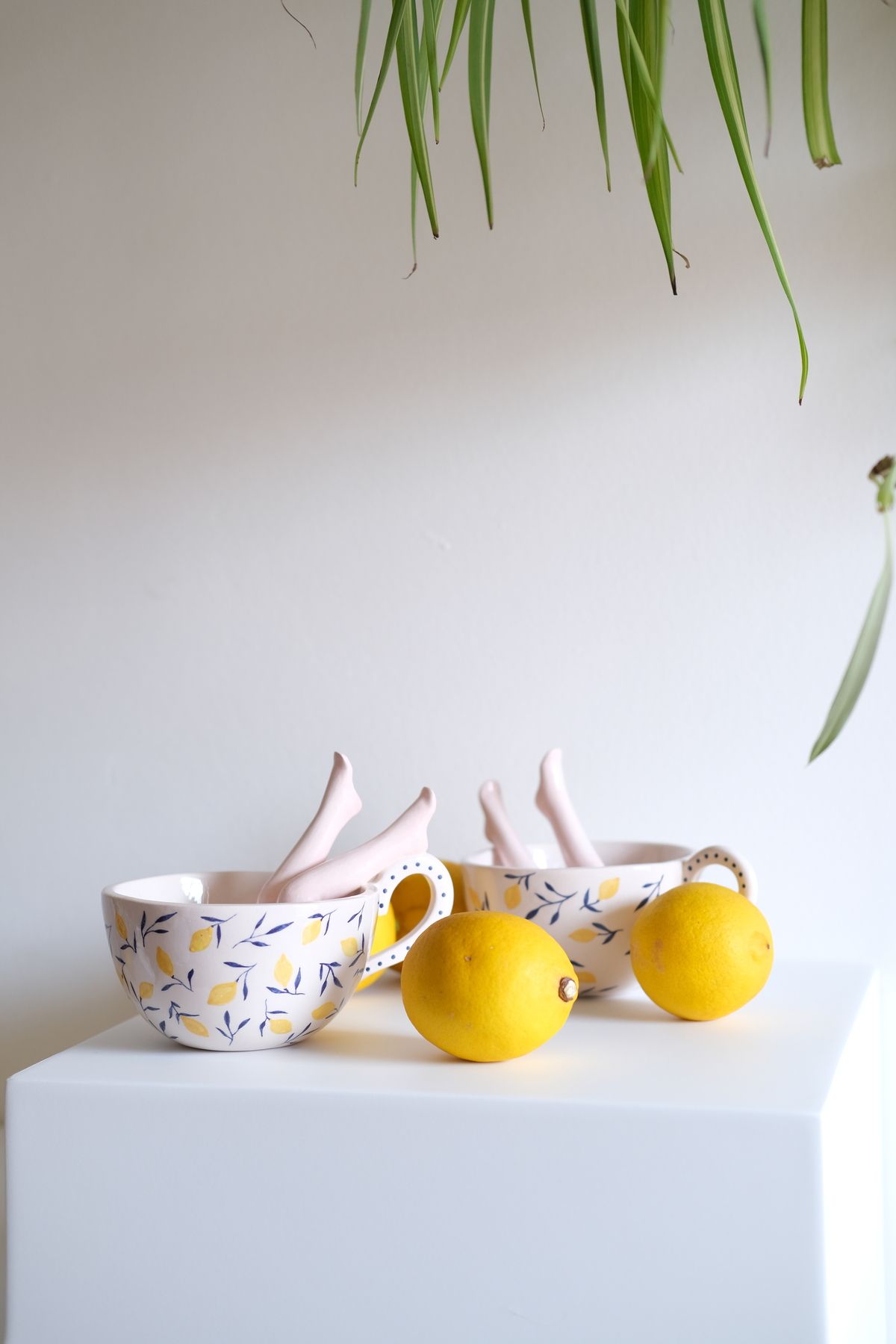 Aylin Ercan Home El Yapımı & El Boyaması Limonlu Bahçe Kahve & Çay Seramik Fincan