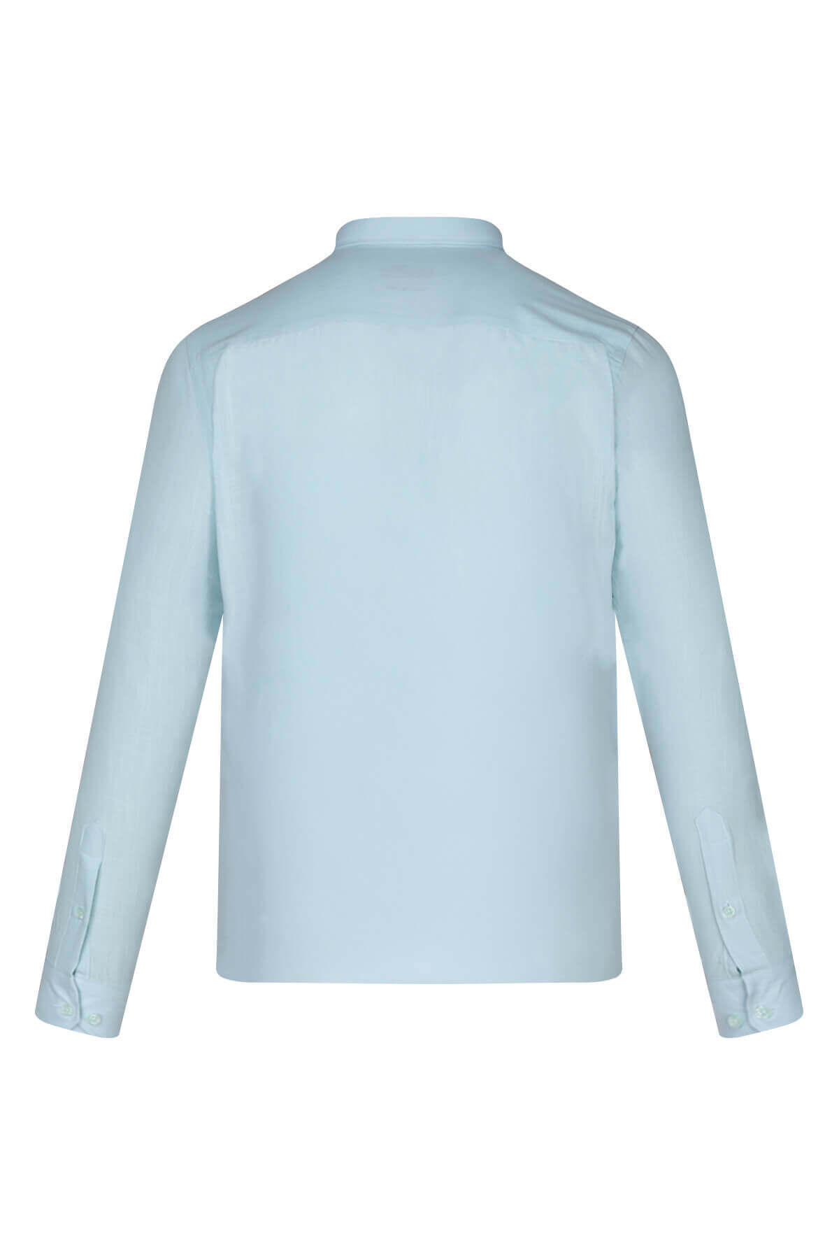 Hatemoğlu  Mavi Comfort Fit 100% Pamuk Düğmeli Yaka Uzun Kollu Casual Gömlek - Görsel 3