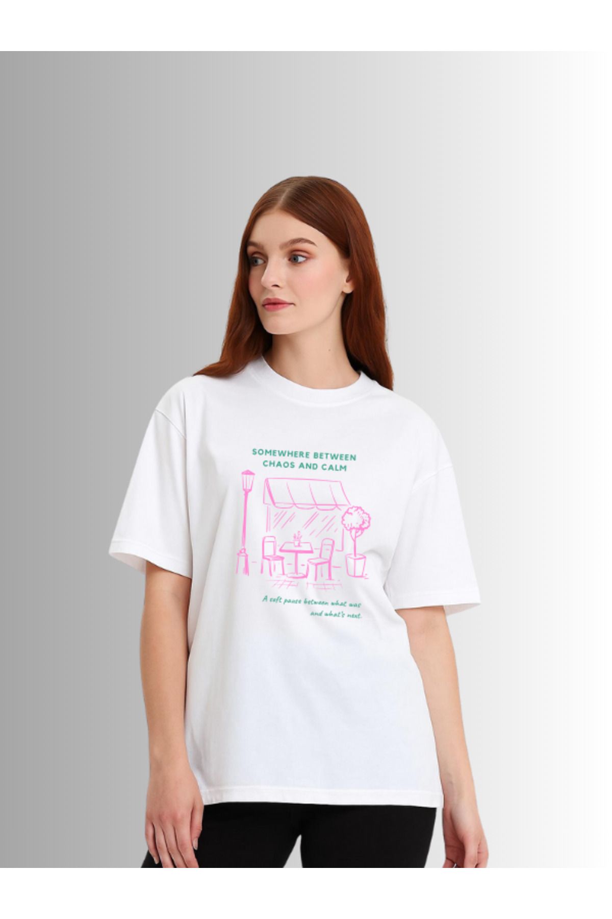 Dearens Somewhere Between Chaos and Calm T-SHİRT – Beyaz