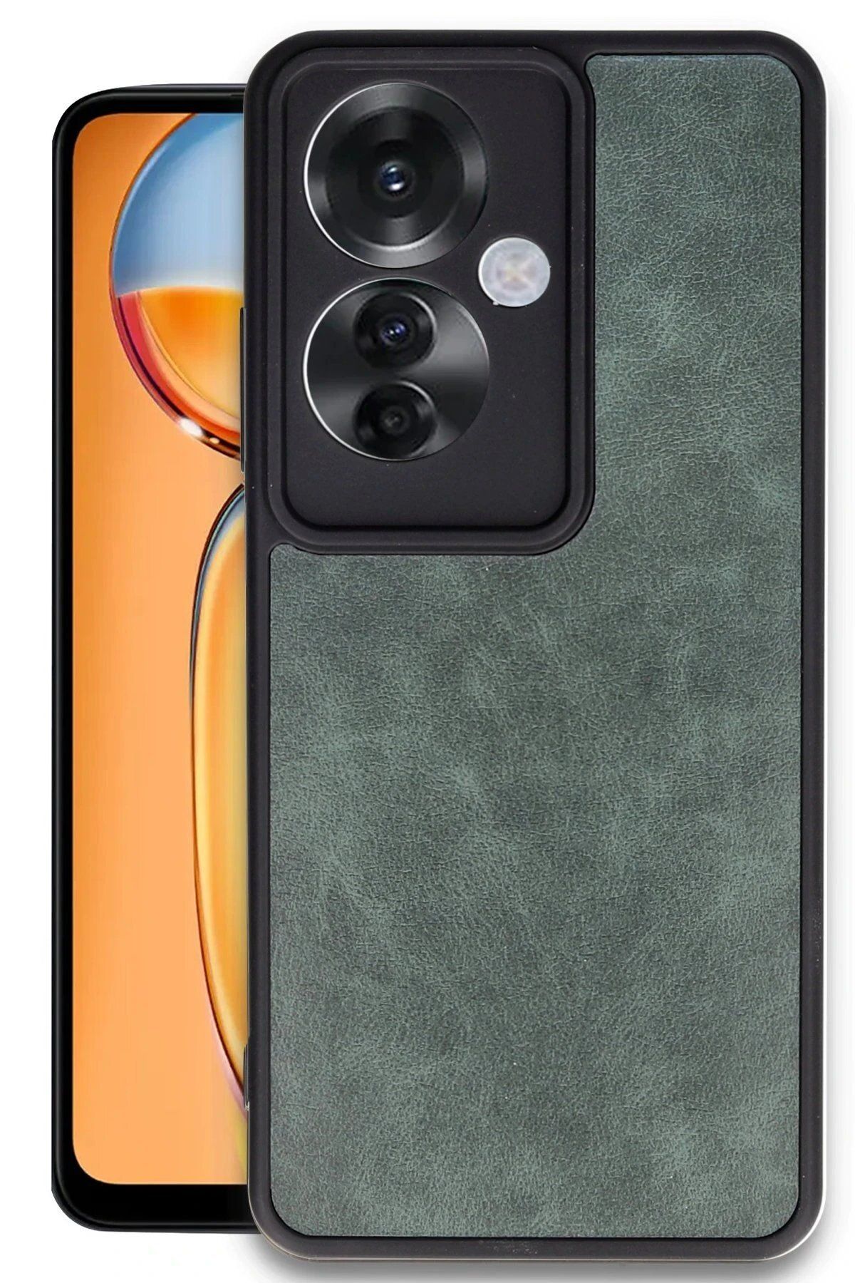 Toptan Bulurum Oppo Reno 11F Kılıf Aras Deri Kapak - Koyu Yeşil