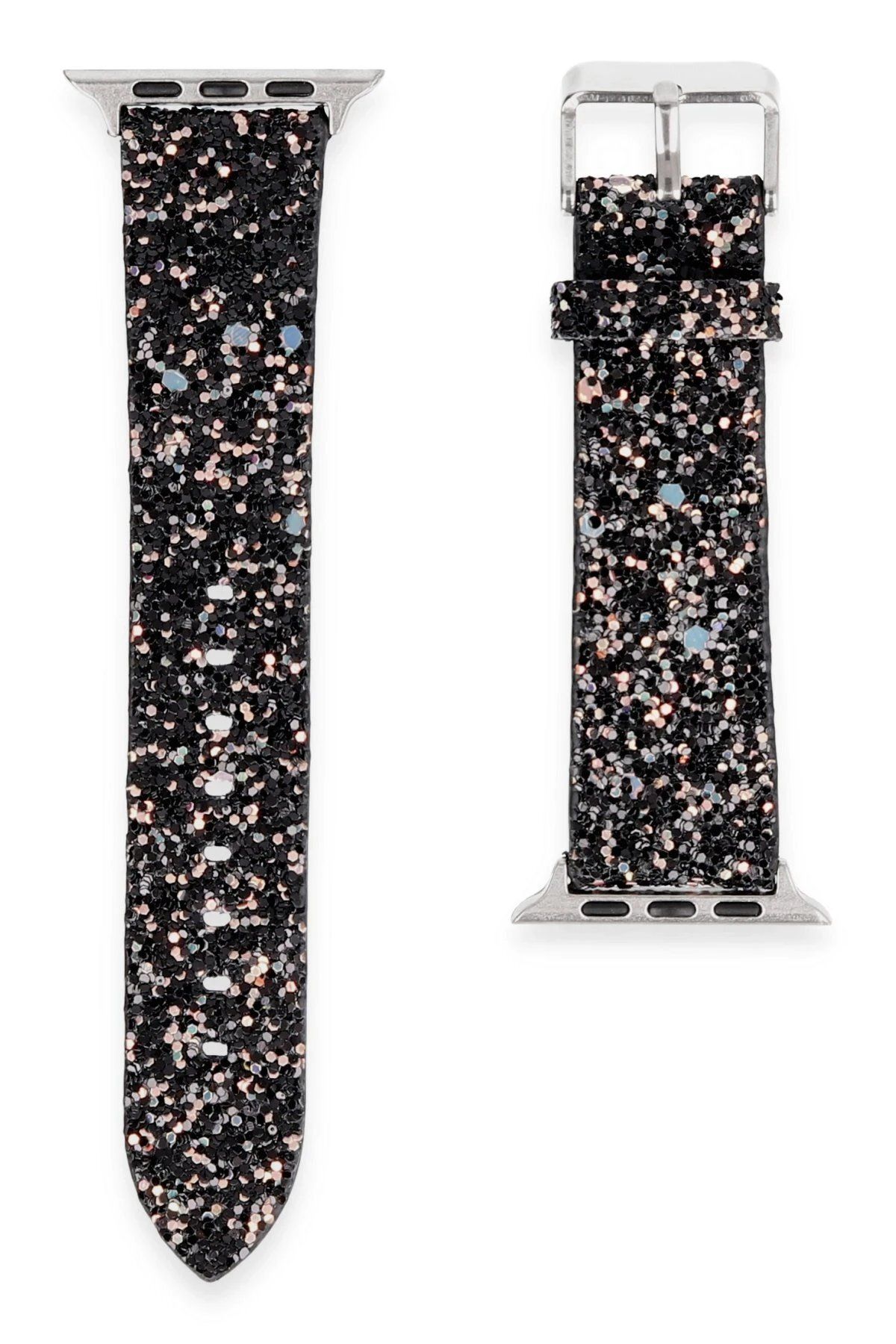 Toptan Bulurum Watch 42mm Uyumlu  Starry Taşlı Kordon - Siyah