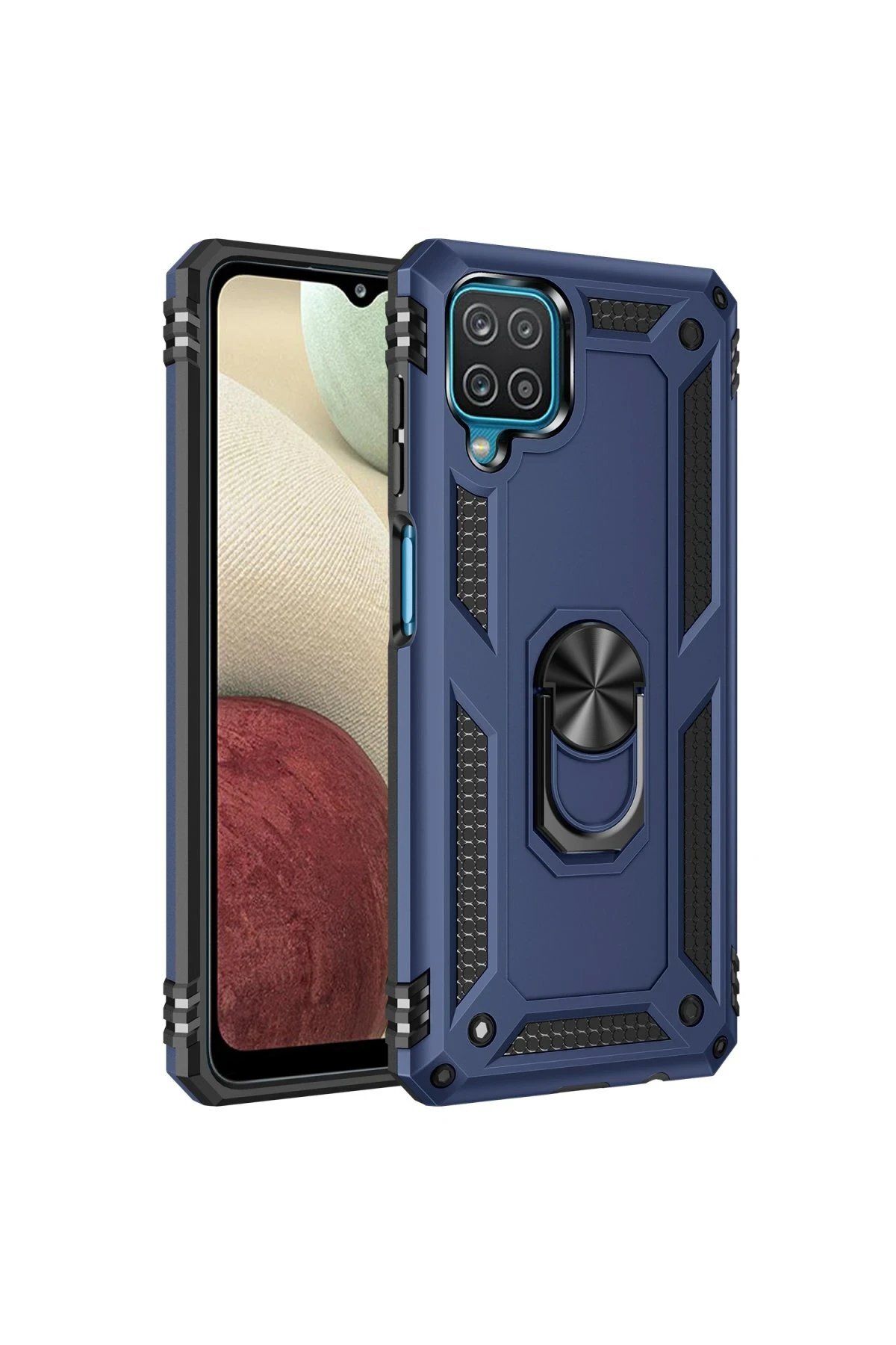 Toptan Bulurum Samsung Galaxy A22 Kılıf Sofya Yüzüklü Silikon Kapak - Lacivert
