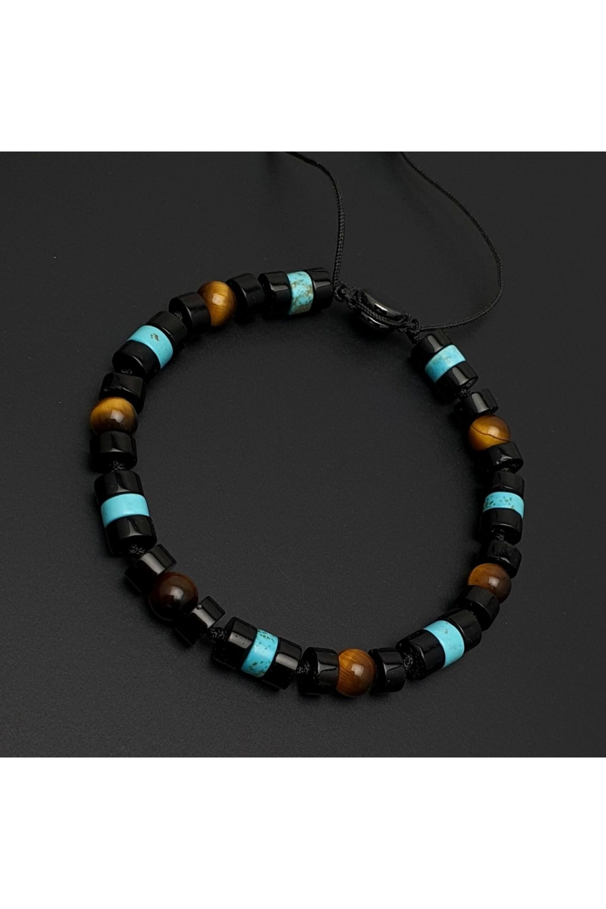 Seven Art Jewelry Doğal Taş Bileklik, Turkuaz Taşı, Akik ve Kaplan Gözü Bileklik, Erkek Bileklik, Kadın Bileklik, Ayar