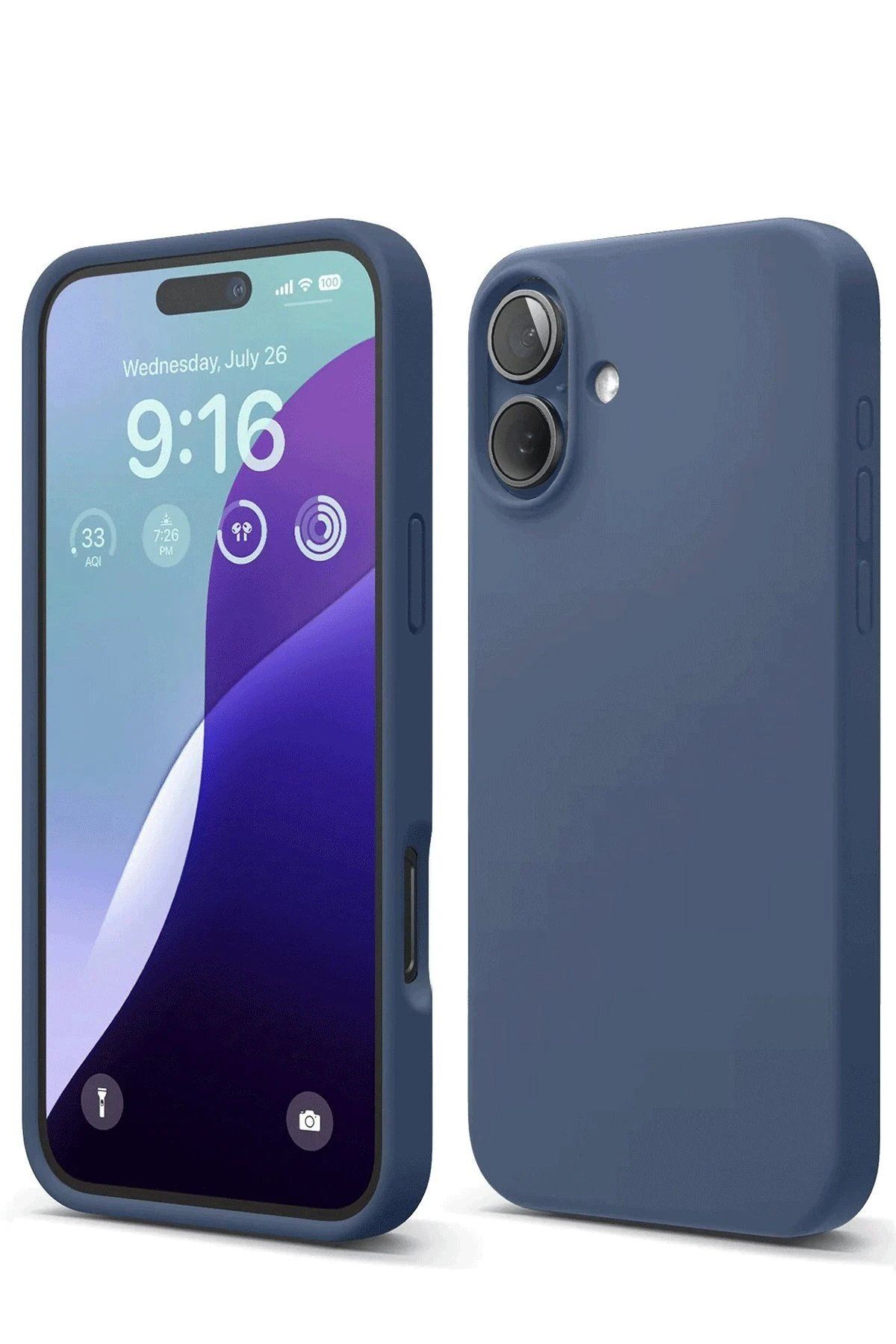 Toptan Bulurum iPhone 16 Kılıf Nano içi Kadife Silikon - Lacivert