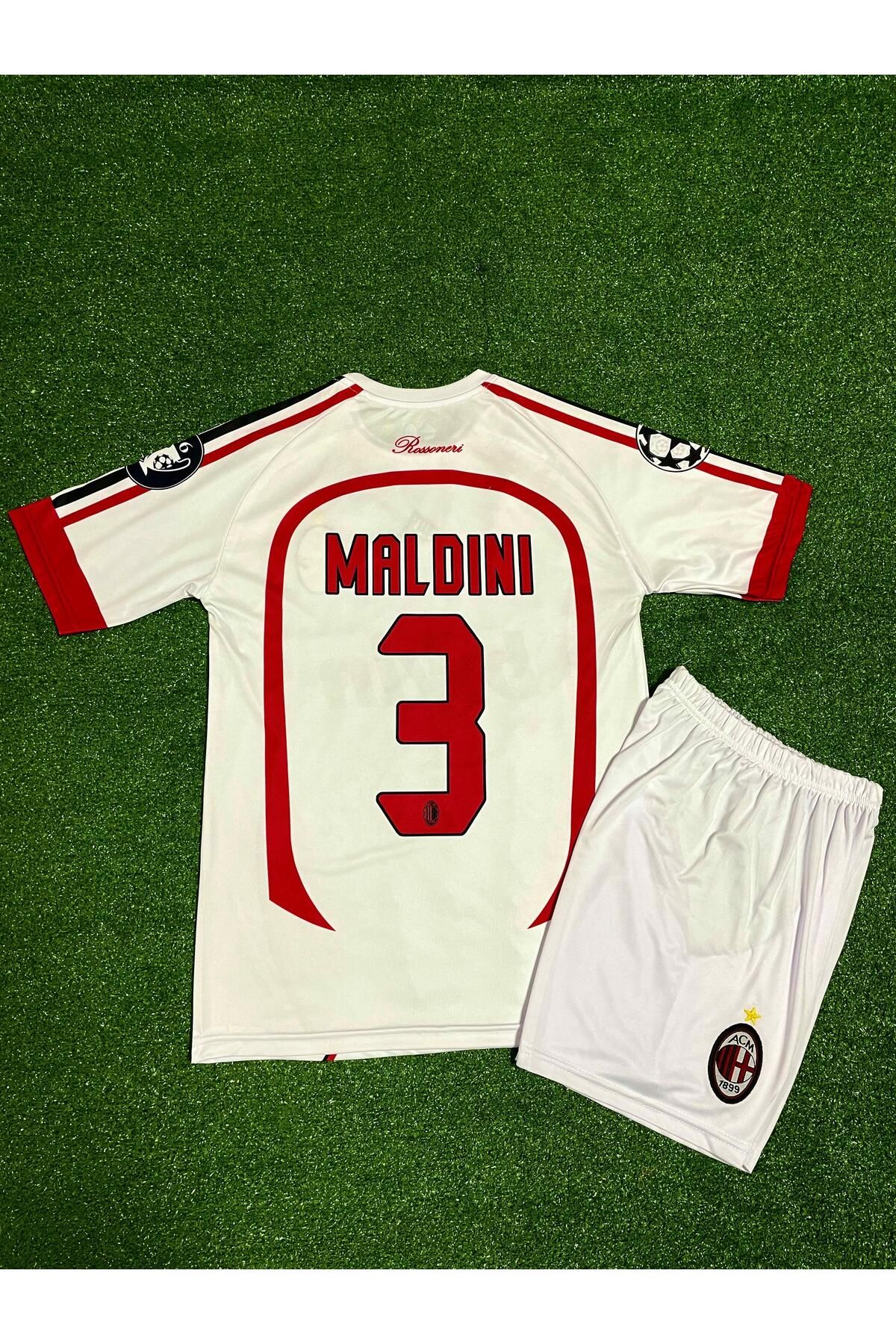 BARBITOS Milan 2007 Maldini 3 numara Çocuk Forması (Beyaz)