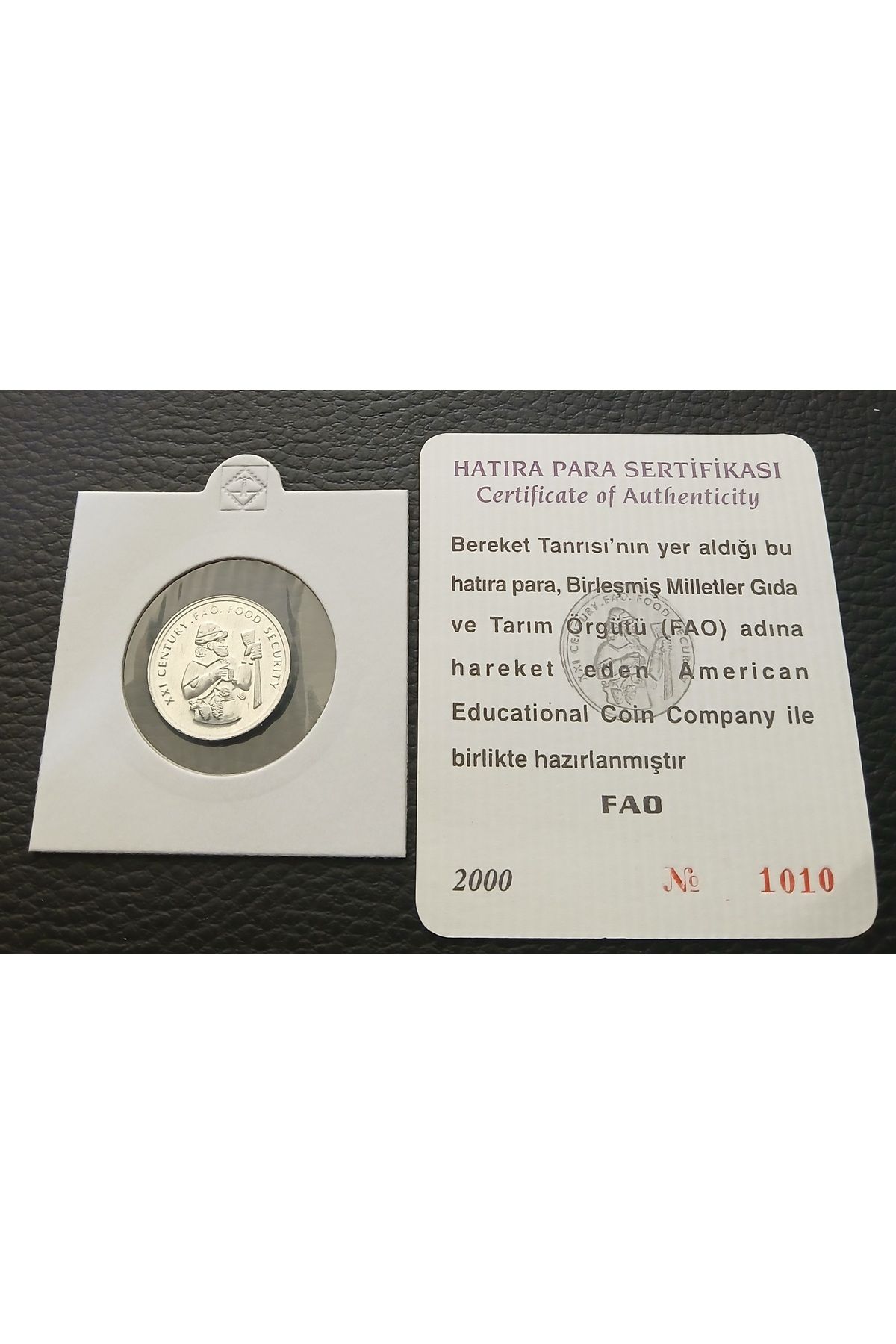 DÜZGÜN TİCARET Fao Hatıra Para Şarapçılık Sertifikalı Eski Madeni Para