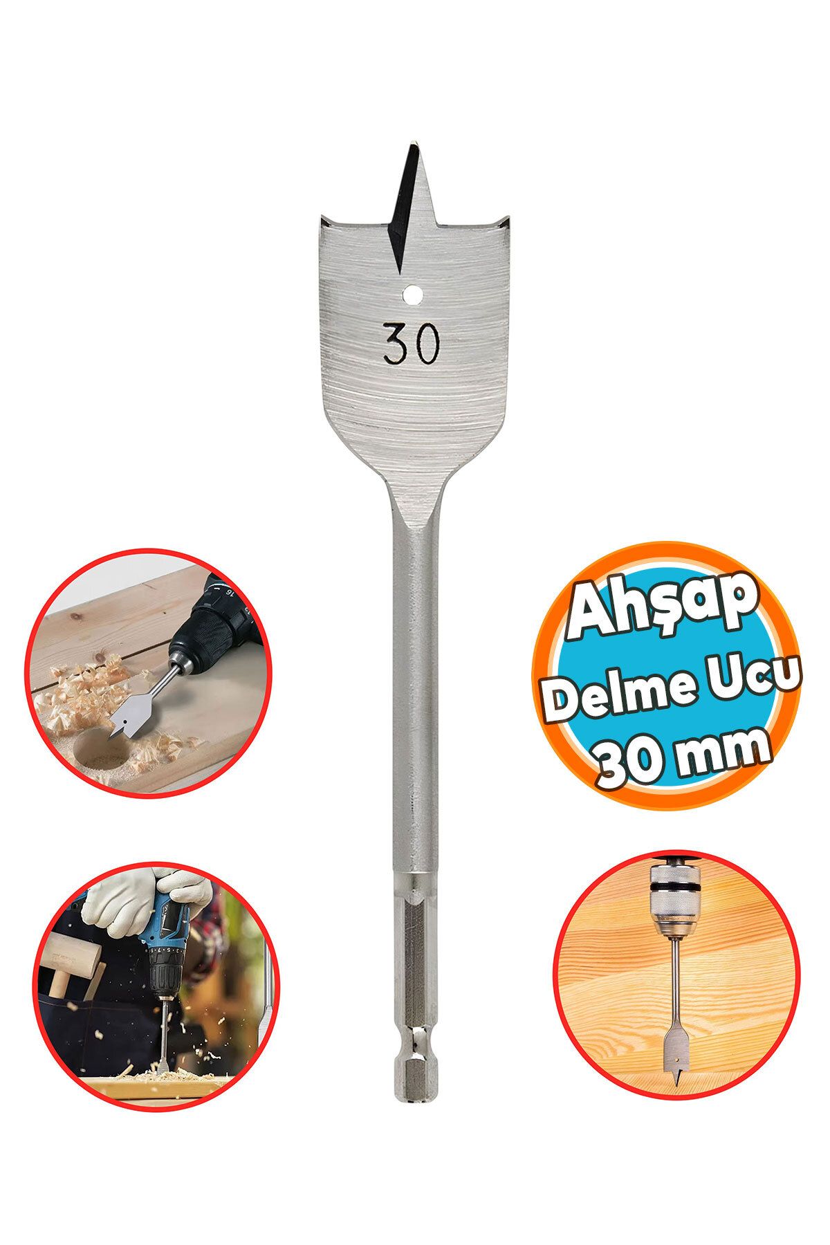 NZB Ahşap Delme Ucu Matkap Ucu Tahta Sunta Plastik Alçıpan Delme Ucu Bits Yaprak Uç 30 mm