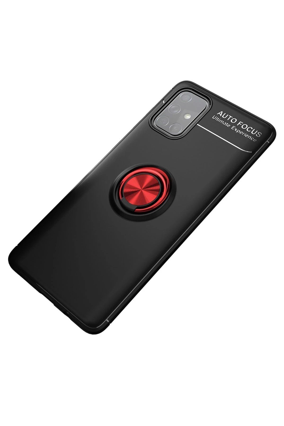 Toptan Bulurum Samsung Galaxy M31S Kılıf Range Yüzüklü Silikon - Siyah-Kırmızı