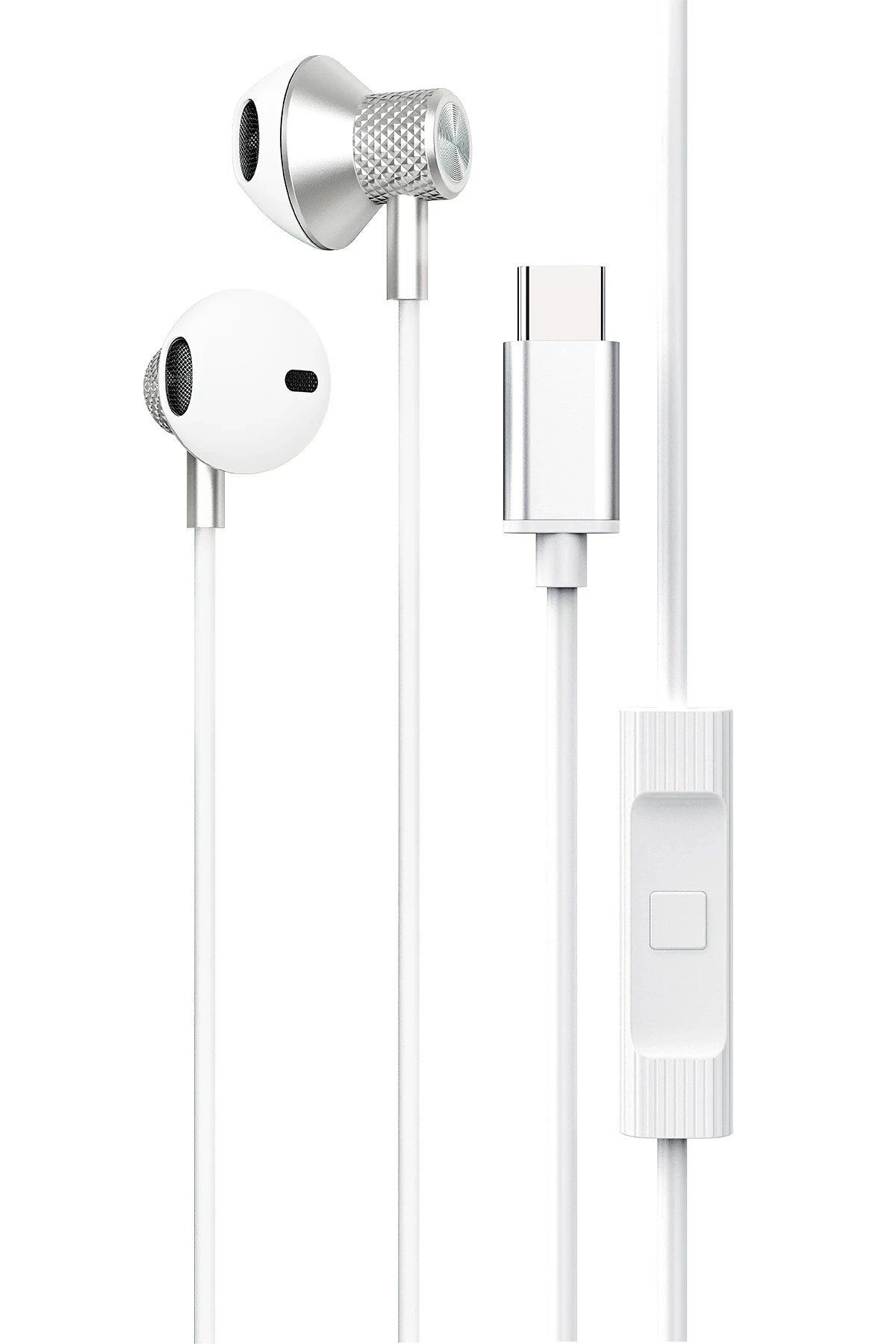 Toptan Bulurum LS-730 1.2M iPhone 15 Serisi ile Uyumlu Type-C Kablolu Kulaklık - Gümüş
