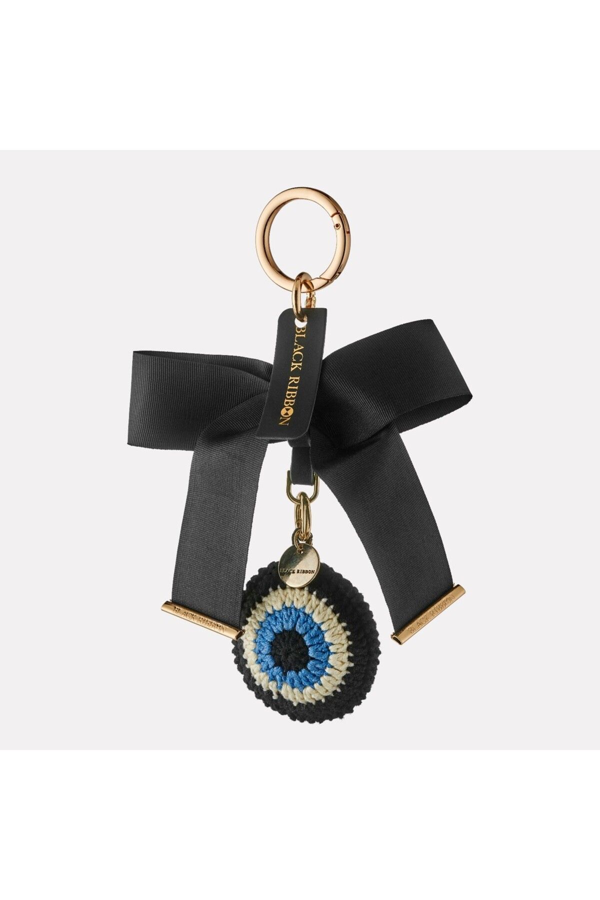 Black Ribbon Nazar Örgü Charm