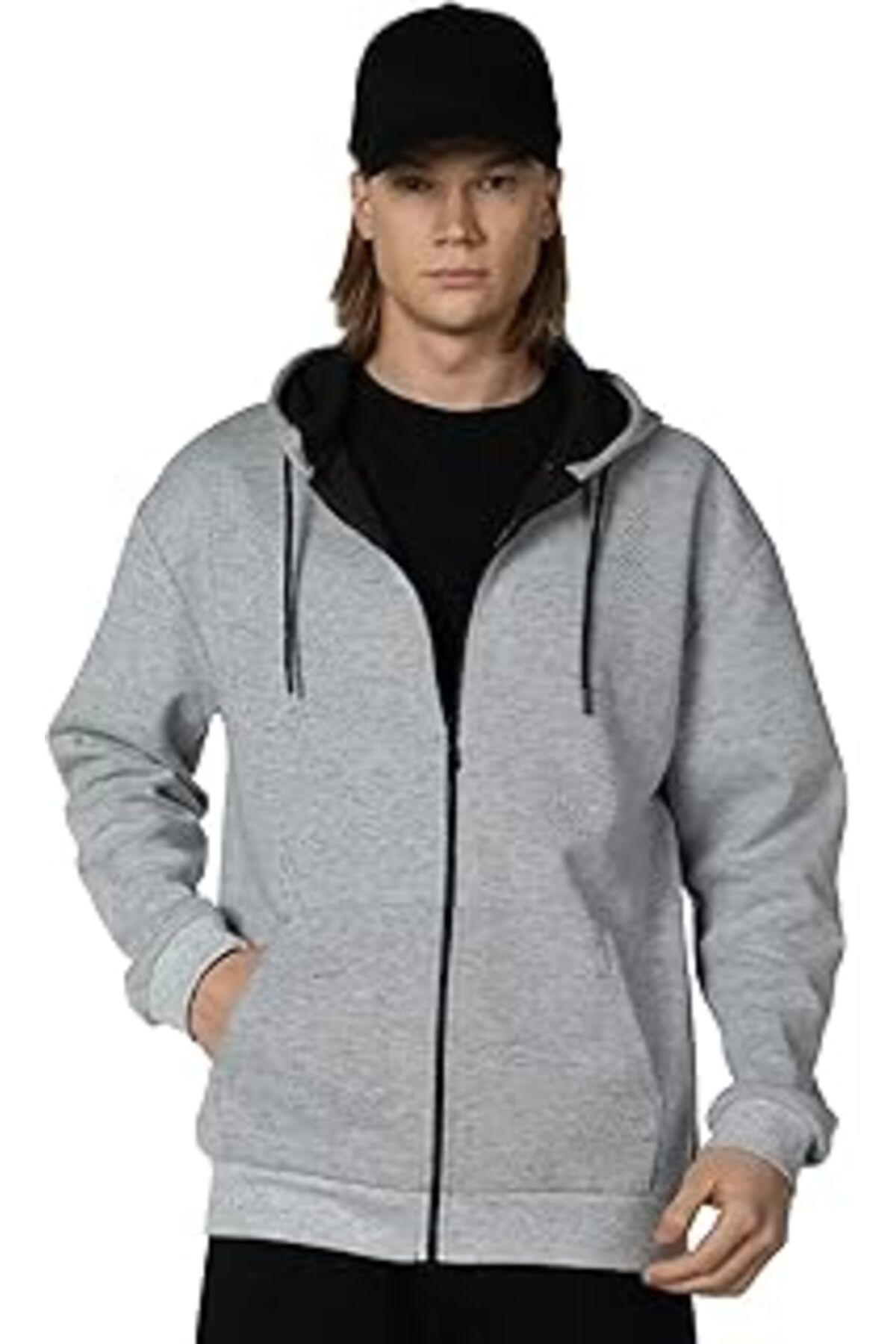 Karachil Erkek Kapüşonlu Fermuarli Oversize Sweatshirt