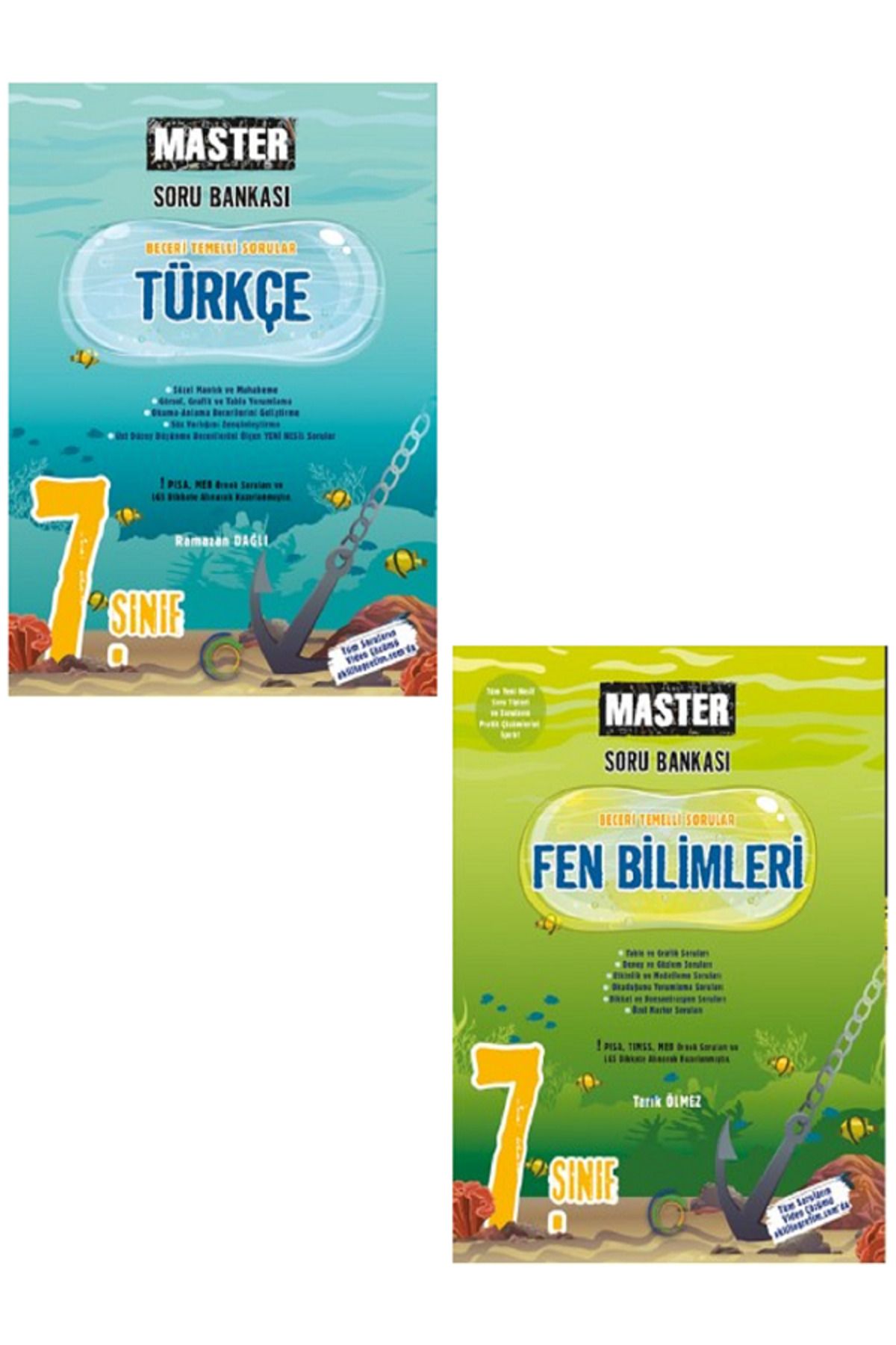 Evrensel İletişim Yayınları 7.Sınıf Okyanus Master Türkçe + Fen Bilimleri Soru Bankası / Beceri Temelli Sorular / 2 KİTAP