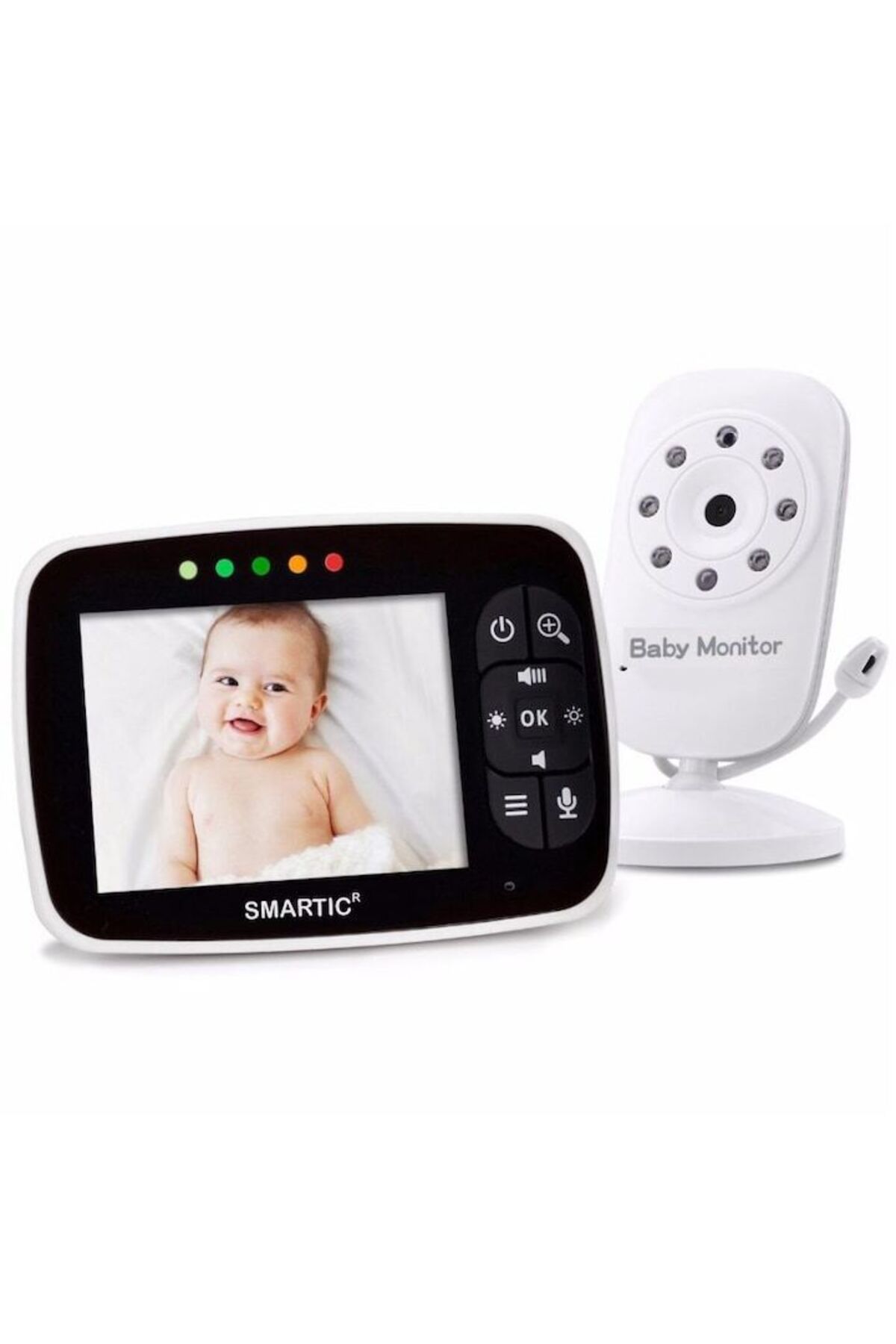 SMARTIC-Monitor video pentru bebeluși Smartic SM35, ecran LCD de 3,5 inci, XXL, rază de acțiune de 300 m, funcție de monitorizare nocturnă automată 3