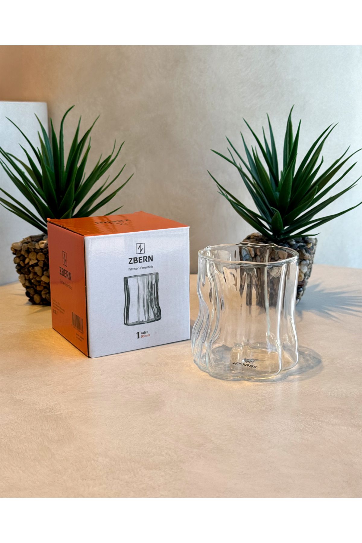 ZBERN DALGA FORMLU MEŞRUBAT, SU, LATTE 300 ML TASARIM BARDAK