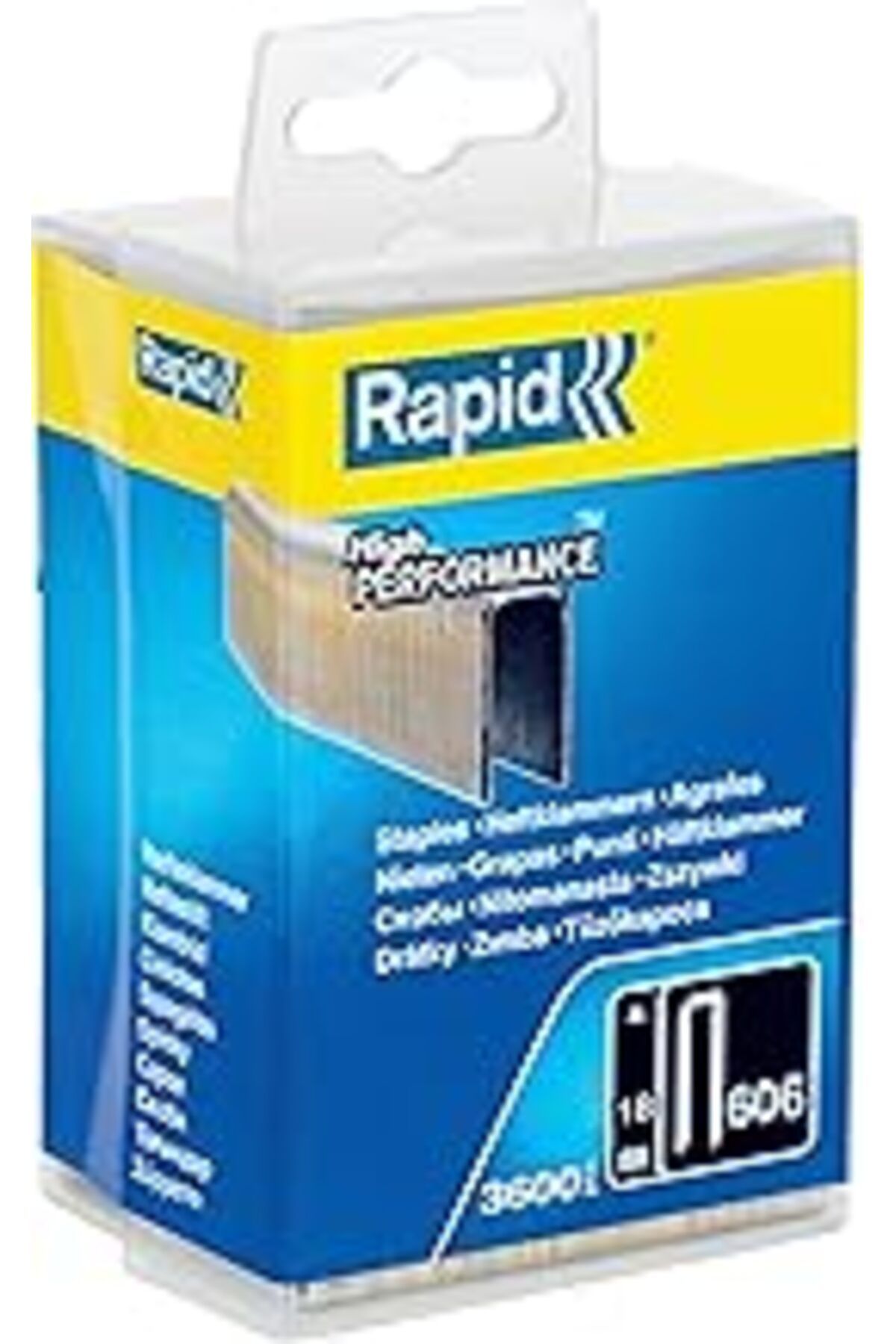 Pazarcan Rapid Zımba Teli Tip 606, 18 Mm Zımba, 3.600 Adet Plastik Kutu, Ahşap Için Dar Sırt Mandalları, Reç