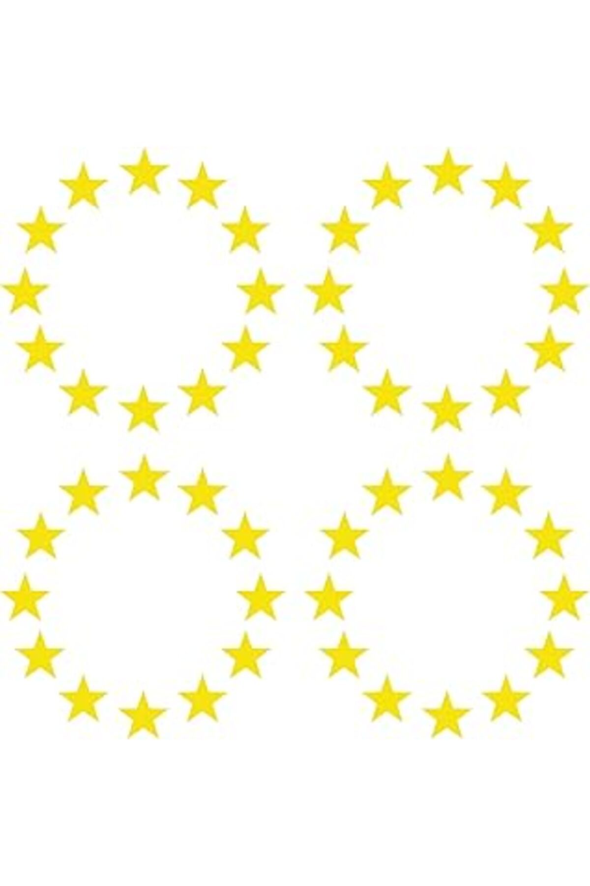 Mu Art Ahşap Quart Aksesuar 3 X 3 Cm Plaka Ab Yıldızı Oto Sticker Plaka Sticker 4 Adet Sarı