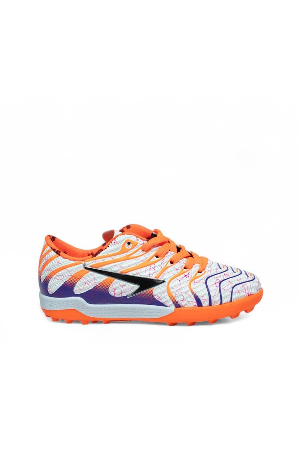 trender By Soccers Filet Halı Saha 2040 Beyaz - Turuncu Erkek Çocuk Krampon Mt04h2040