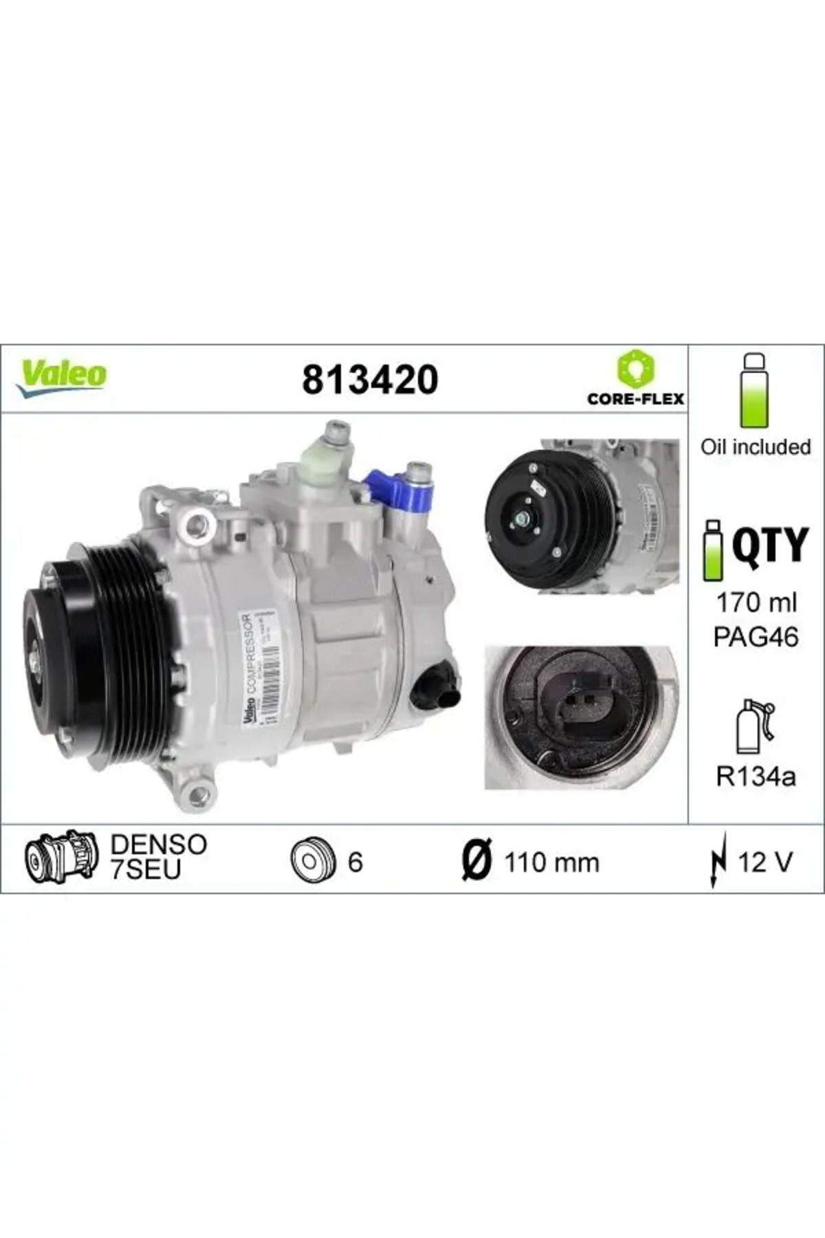 VALEO KLIMA KOMPRESORU W203 0007 CL203 0208 C209 0209 C219 0210 W211 0208 W220 0205 VITO W639 0314