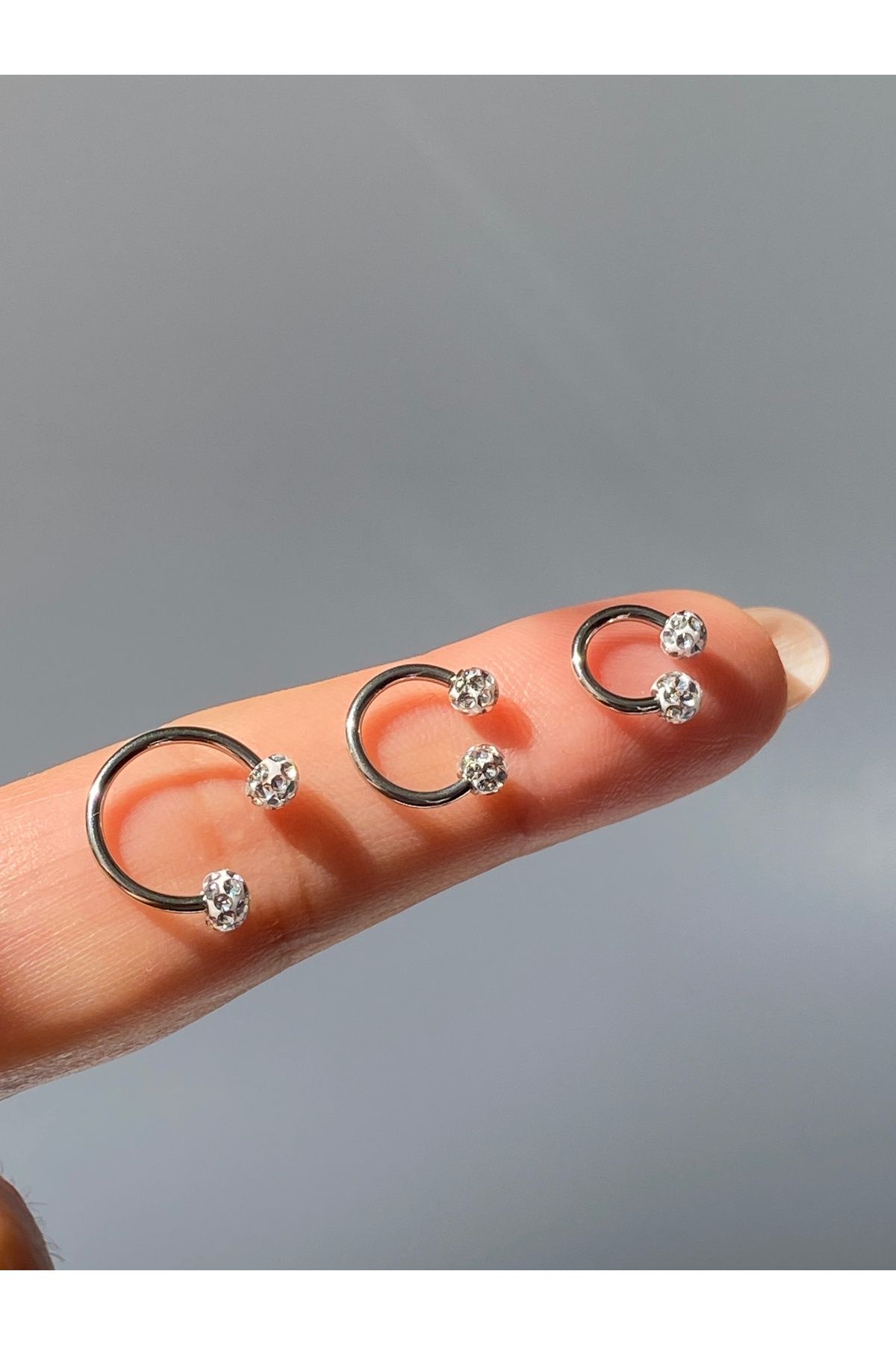 kurukafagift Paslanmaz Çelik Piercing Set Yarım Ay Toplu Model Tragus Helix Lob Kıkırdak