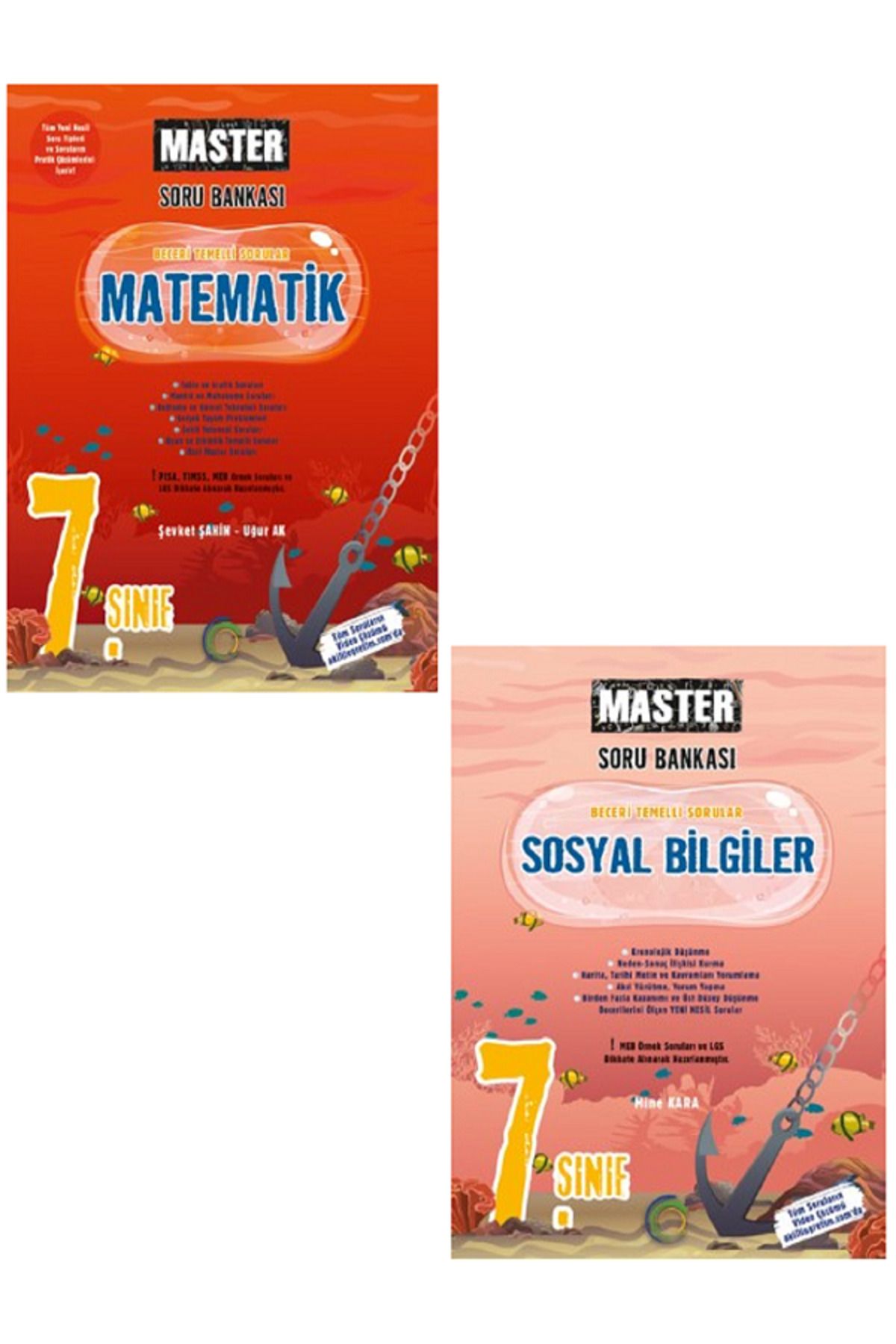 Evrensel İletişim Yayınları 7.Sınıf Okyanus Master Matematik + Sosyal Bilgiler Soru Bankası / Beceri Temelli Sorular / 2 KİTAP