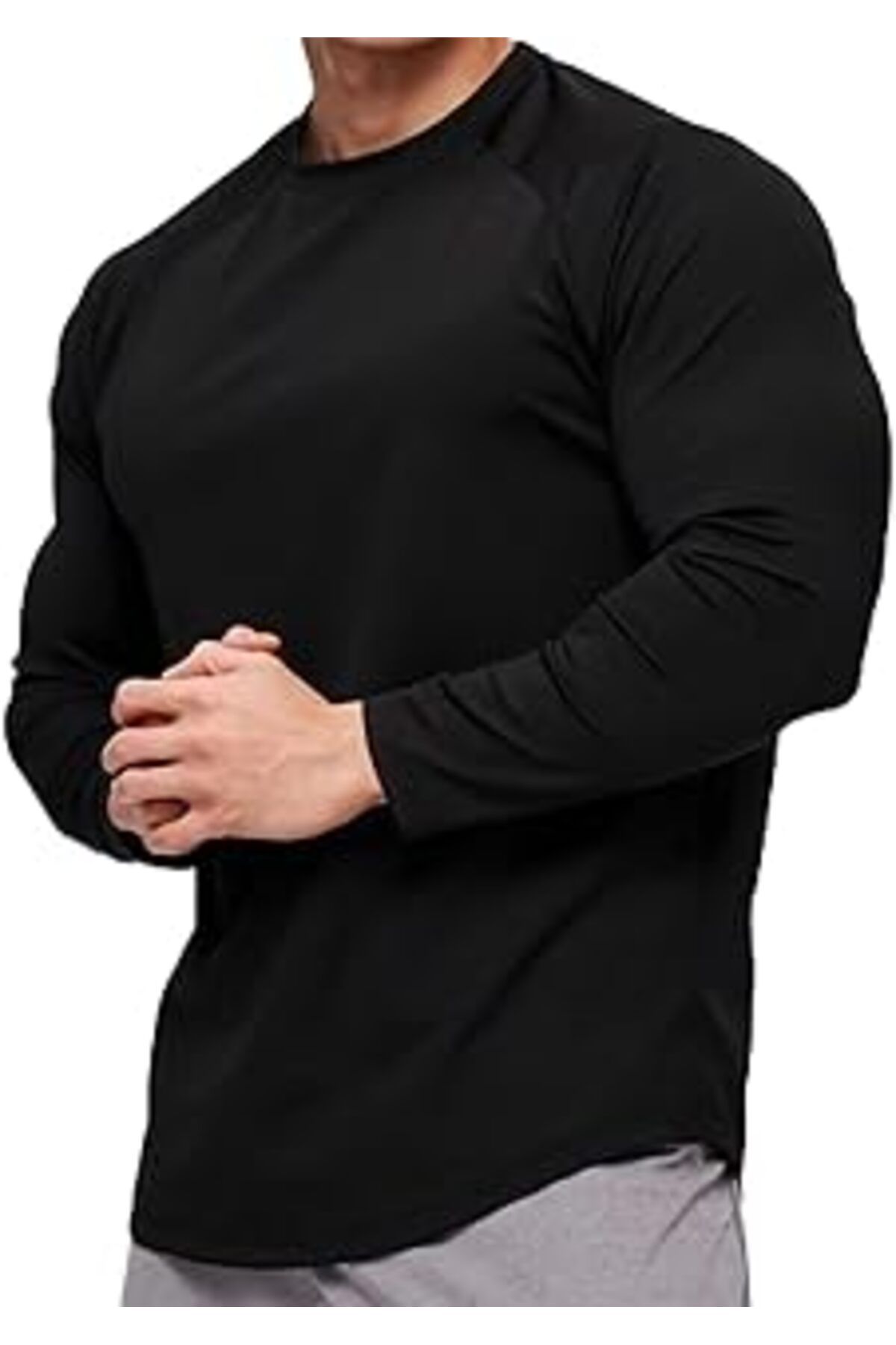 Karachil Ghassy Co. Erkek Running Sports Reglan Oval Kesim Uzun Kollu Pamuklu Penye T-Shirt