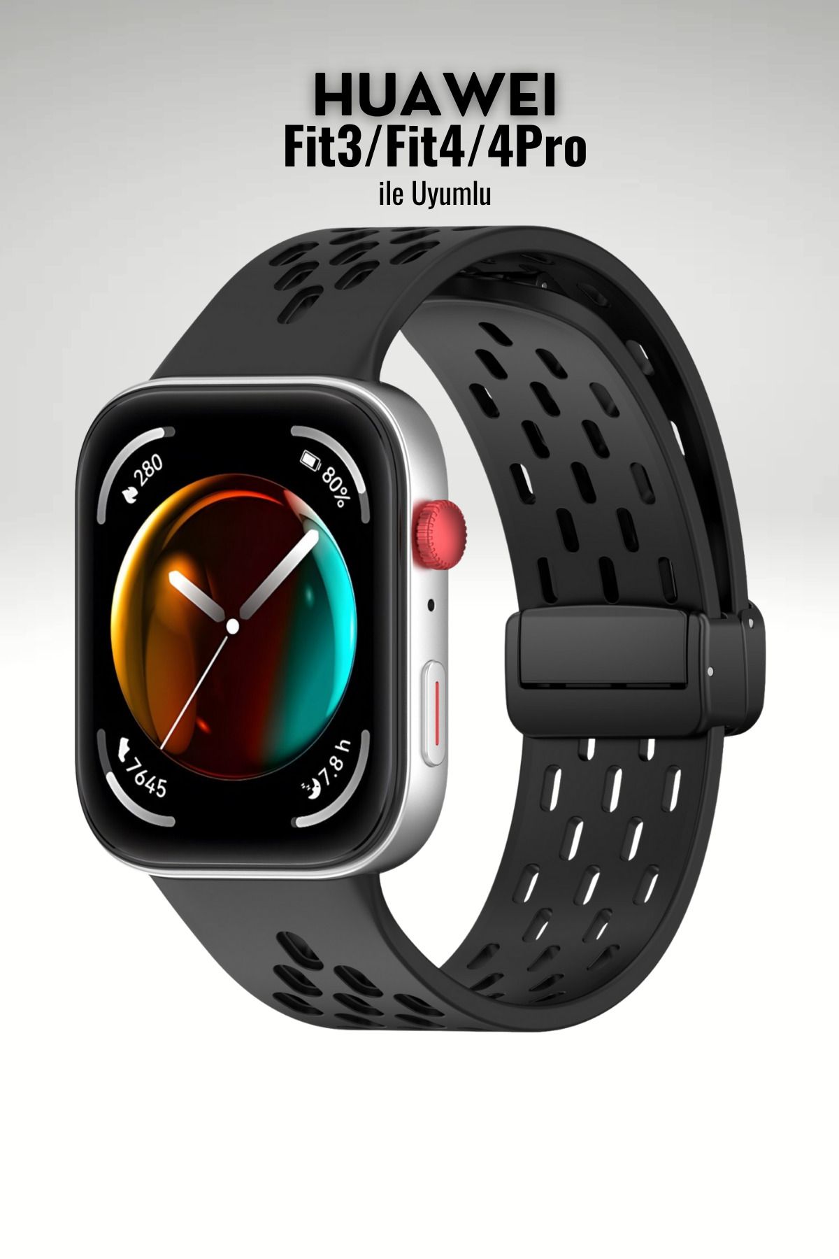 PSGT Huawei Watch Fit 4/fit 4 Pro/fit 3 Kordon Silikon Delikli Magnet Strap (FİT/FİT 2 UYUMLU DEĞİLDİR)
