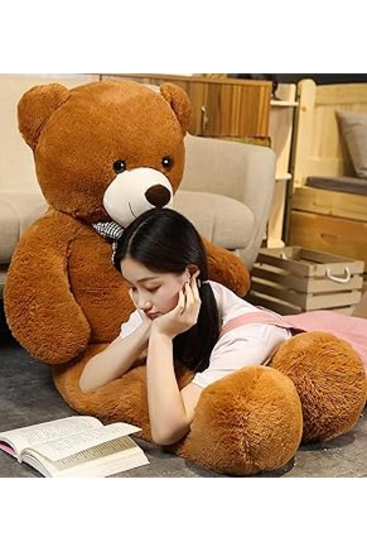 Pazarcan 150 Cm Papyonlu Peluş Ayı-dev Boy,% 100 Yerli - Sevgiliye Özel Hediye Kahverengi