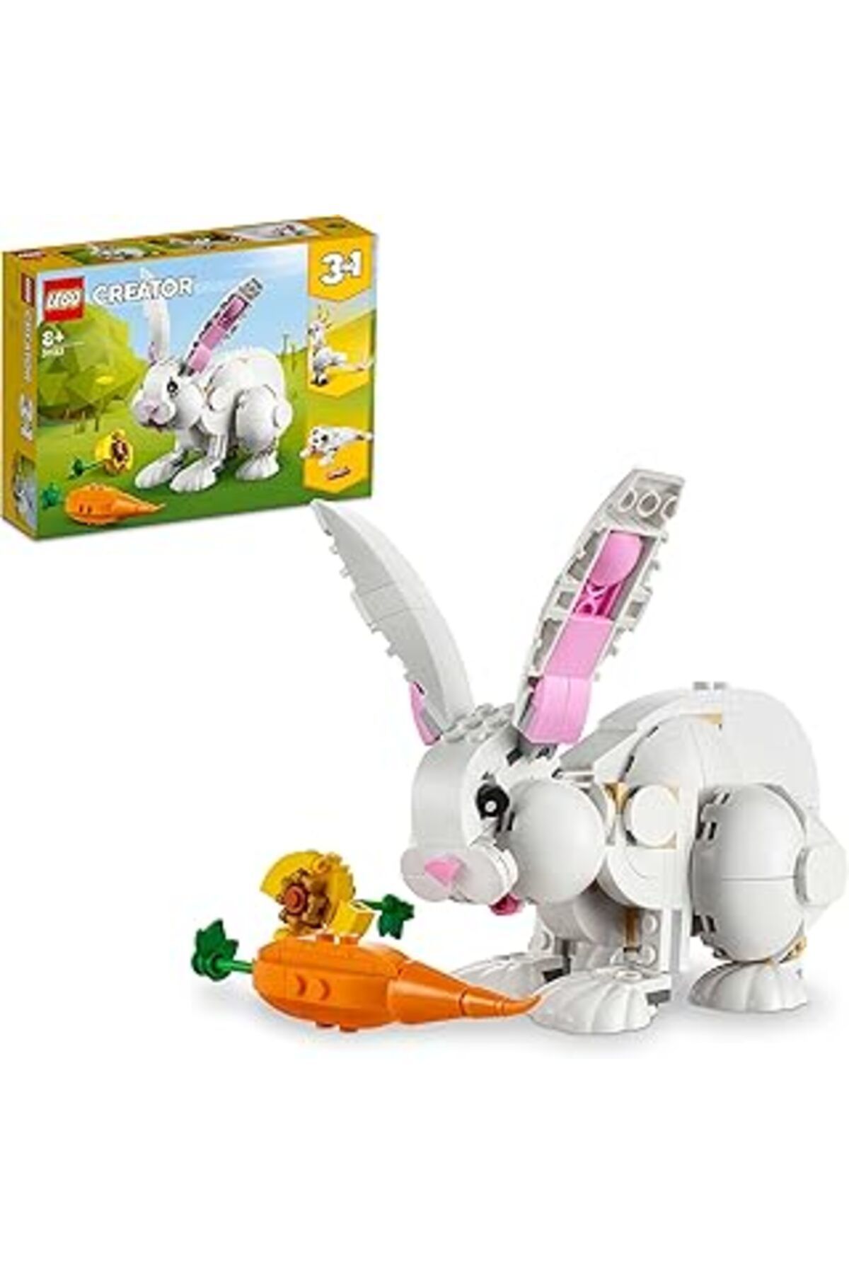 Qedii Lego® Creator 3’Ü 1 Arada Beyaz Tavşan 31133-8 Yaş Ve Üzeri Çocuklar Için Kakadu Papağanı Ve Beyaz
