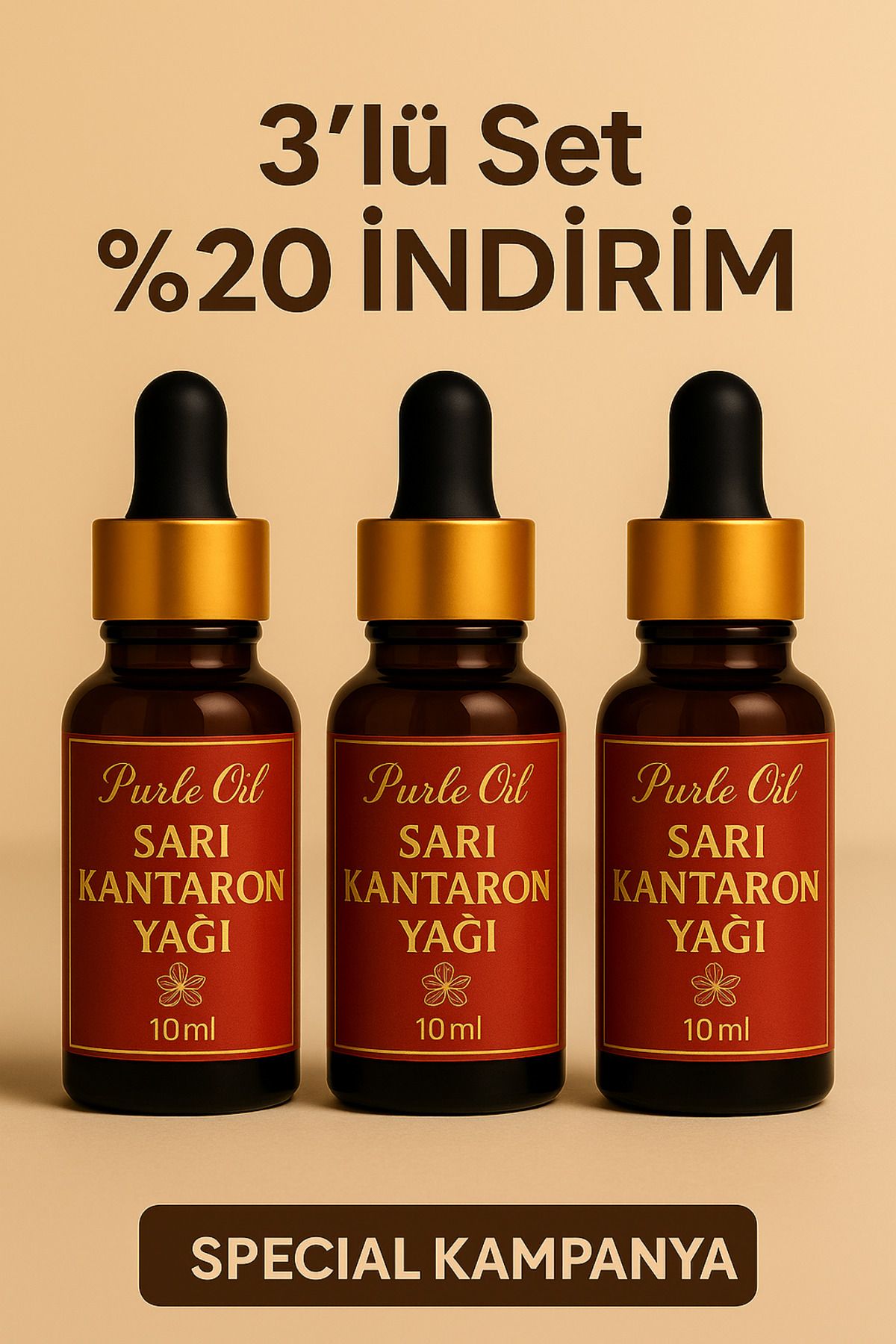 PURLEOİL Sarı Kantaron Yağı 3’lü Set – %20 İndirimle Doğal Onarıcı Bakım