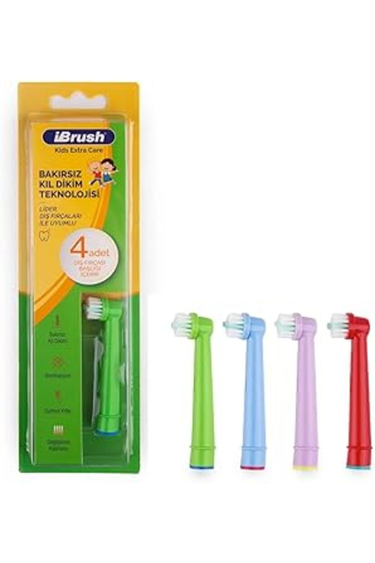 TBSProjects Ibrush Kids Extra Care Elektrikli Ve Şarjlı Diş Fırçaları Çocuklar Ile Uyumlu Diş Fırçası Yedek Baş