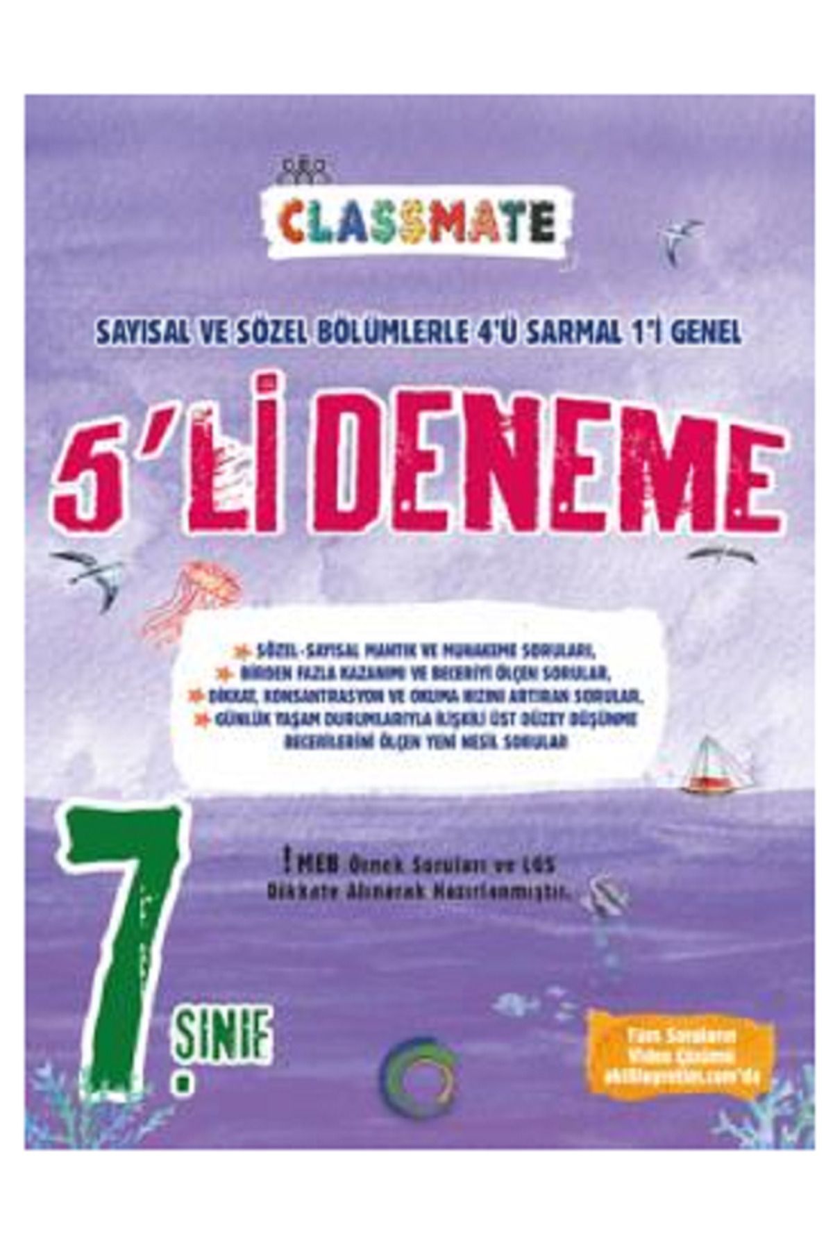 Evrensel İletişim Yayınları 7.Sınıf Okyanus Classmate 5'Li Deneme / Sayısal ve Sözel / 4'ü Sarmal 1 Genel Deneme